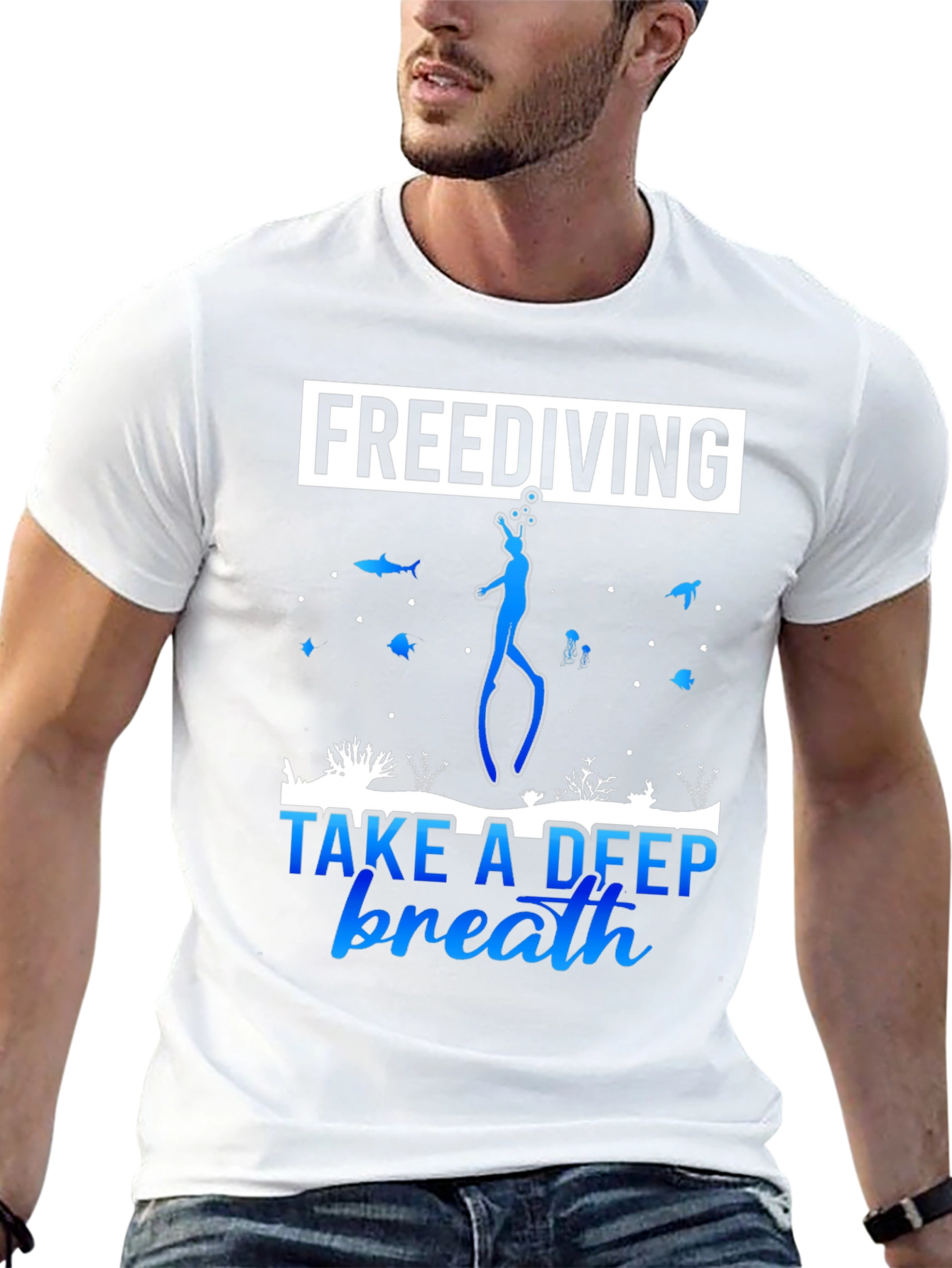 Freediving Take a Deep Breath Black T-Shirt