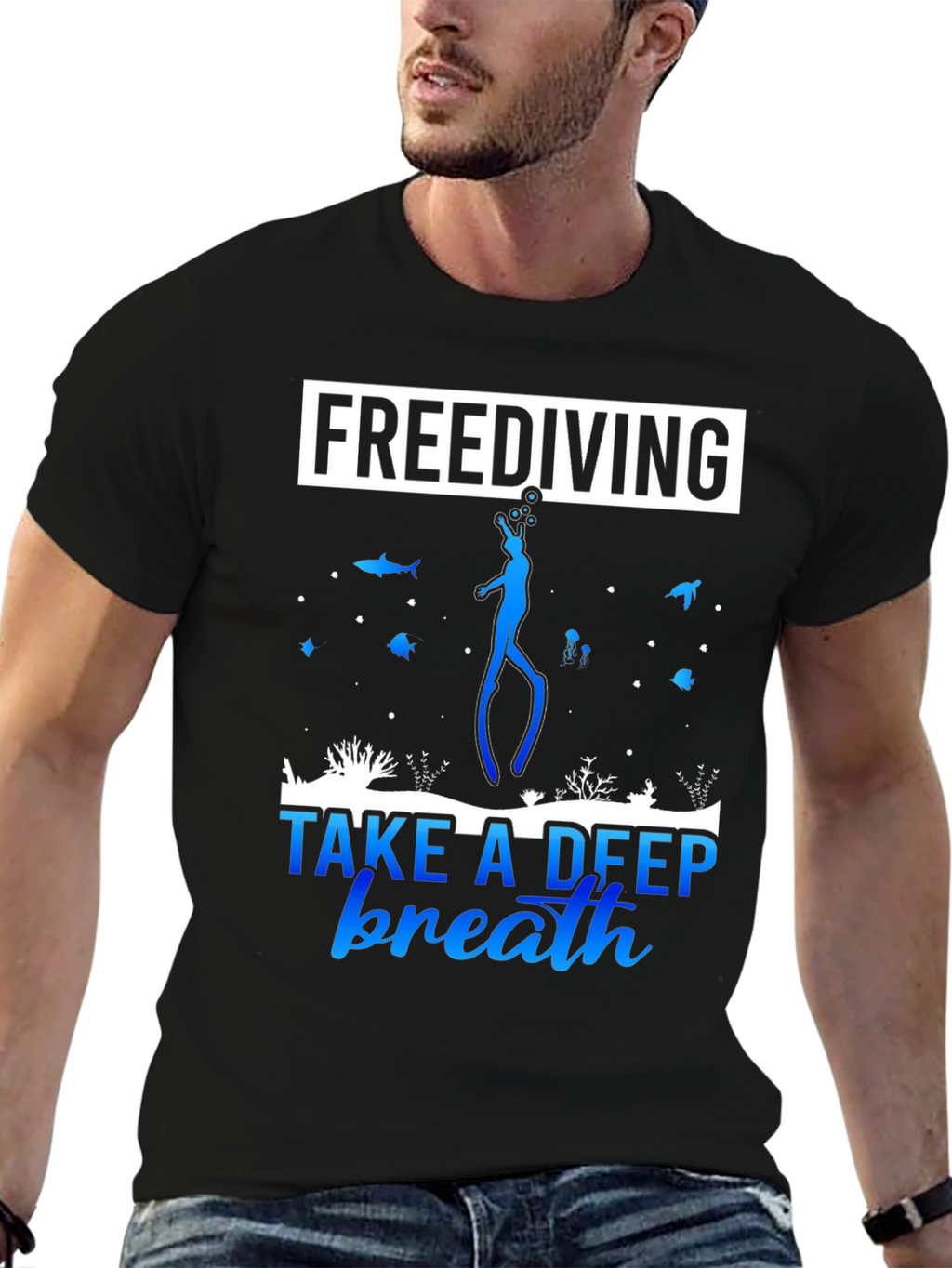 Freediving Take a Deep Breath Black T-Shirt