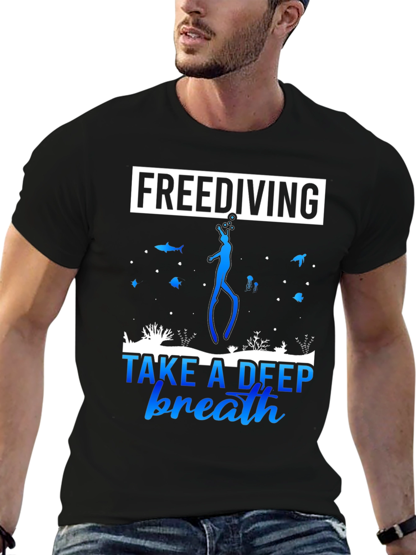 Freediving Take a Deep Breath Black T-Shirt