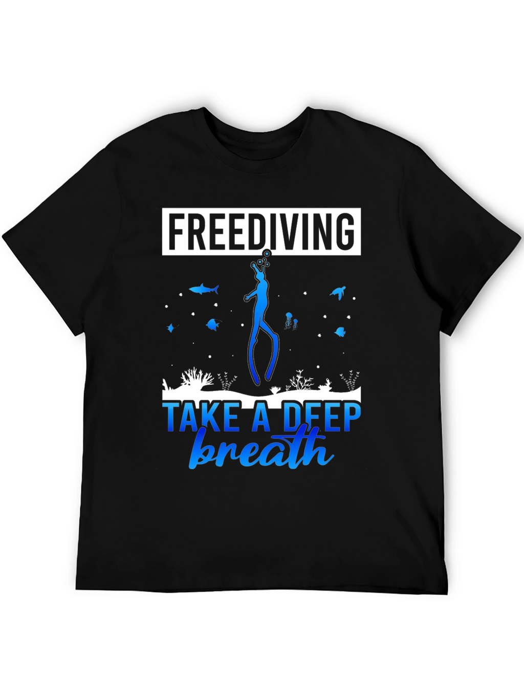 Freediving Take a Deep Breath Black T-Shirt