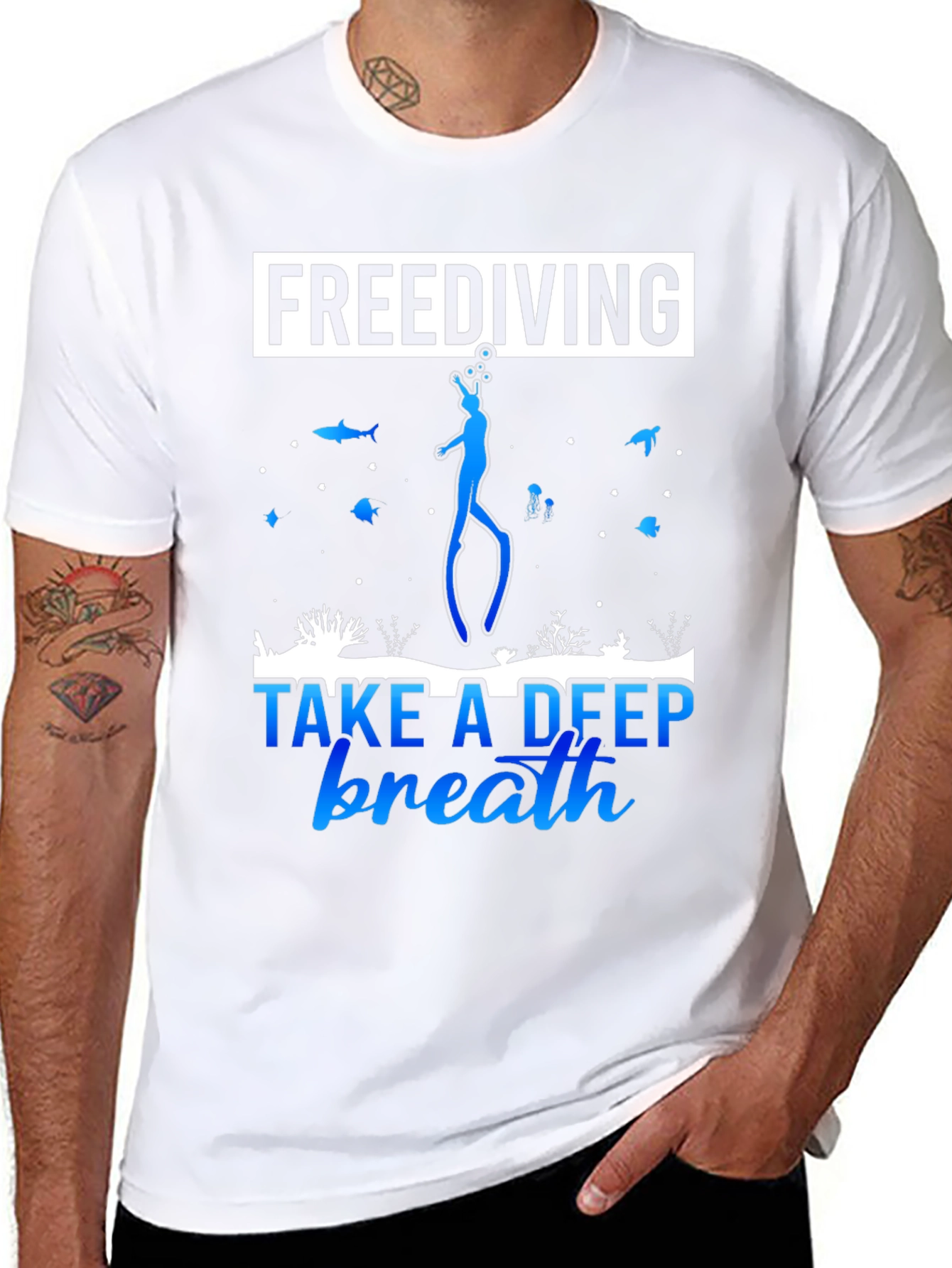 Freediving Take a Deep Breath Black T-Shirt