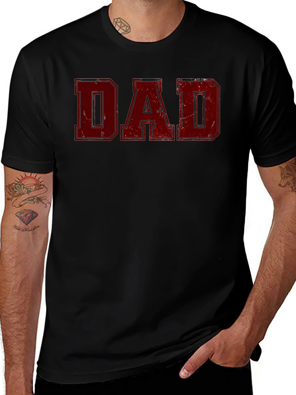 Distressed Dad Graphic Tee - Black