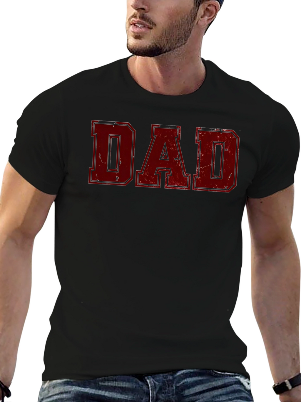 Distressed Dad Graphic Tee - Black