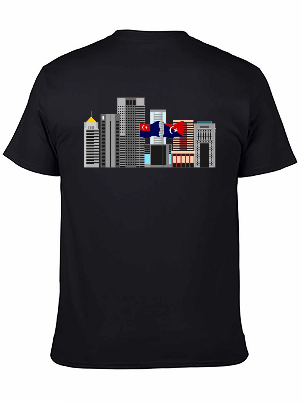 City Skyline Graphic Tee - Black Cotton T-Shirt