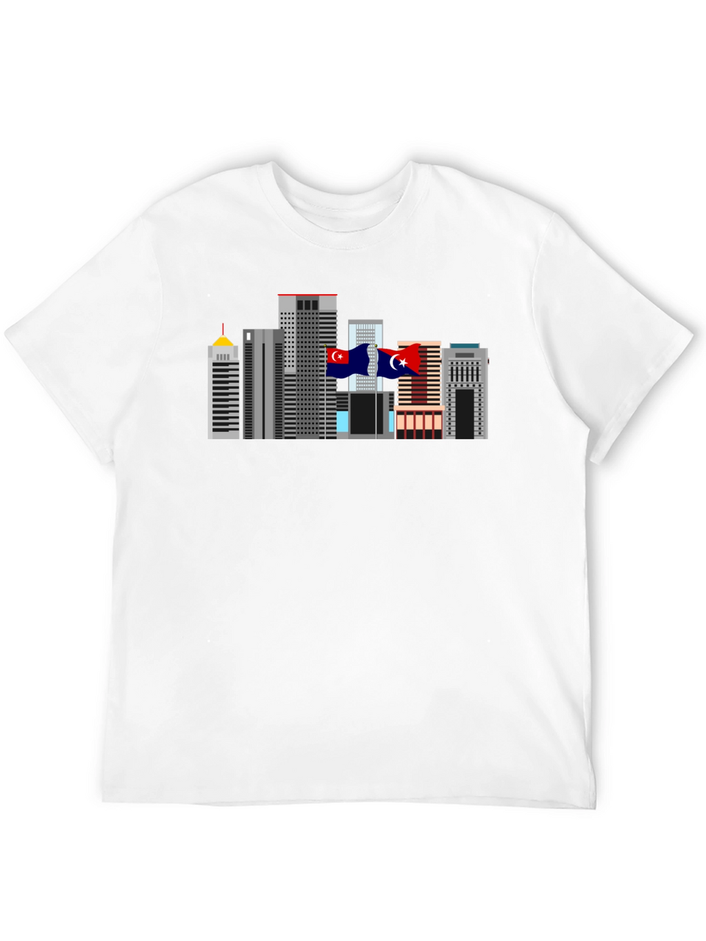 City Skyline Graphic Tee - Black Cotton T-Shirt