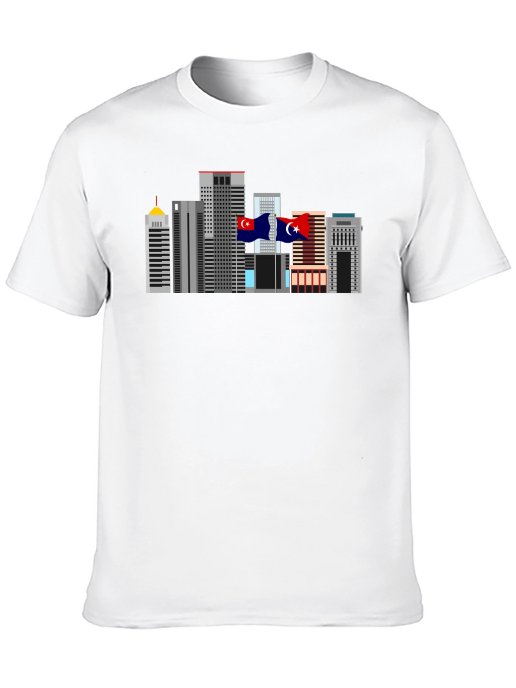 City Skyline Graphic Tee - Black Cotton T-Shirt
