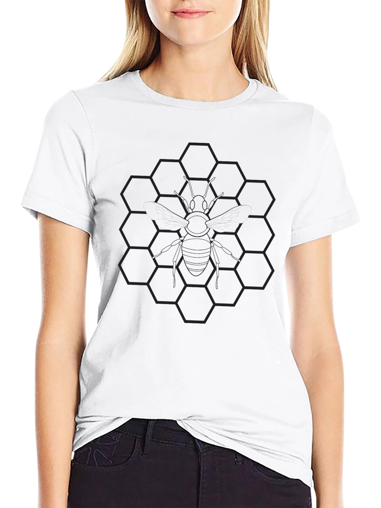 Honeycomb Bee Graphic Tee - Black