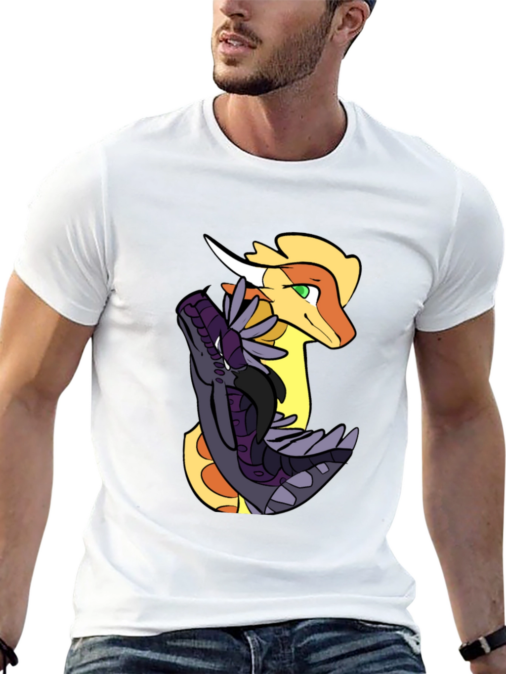 Dragon Duo Graphic Tee - Black Cotton Shirt