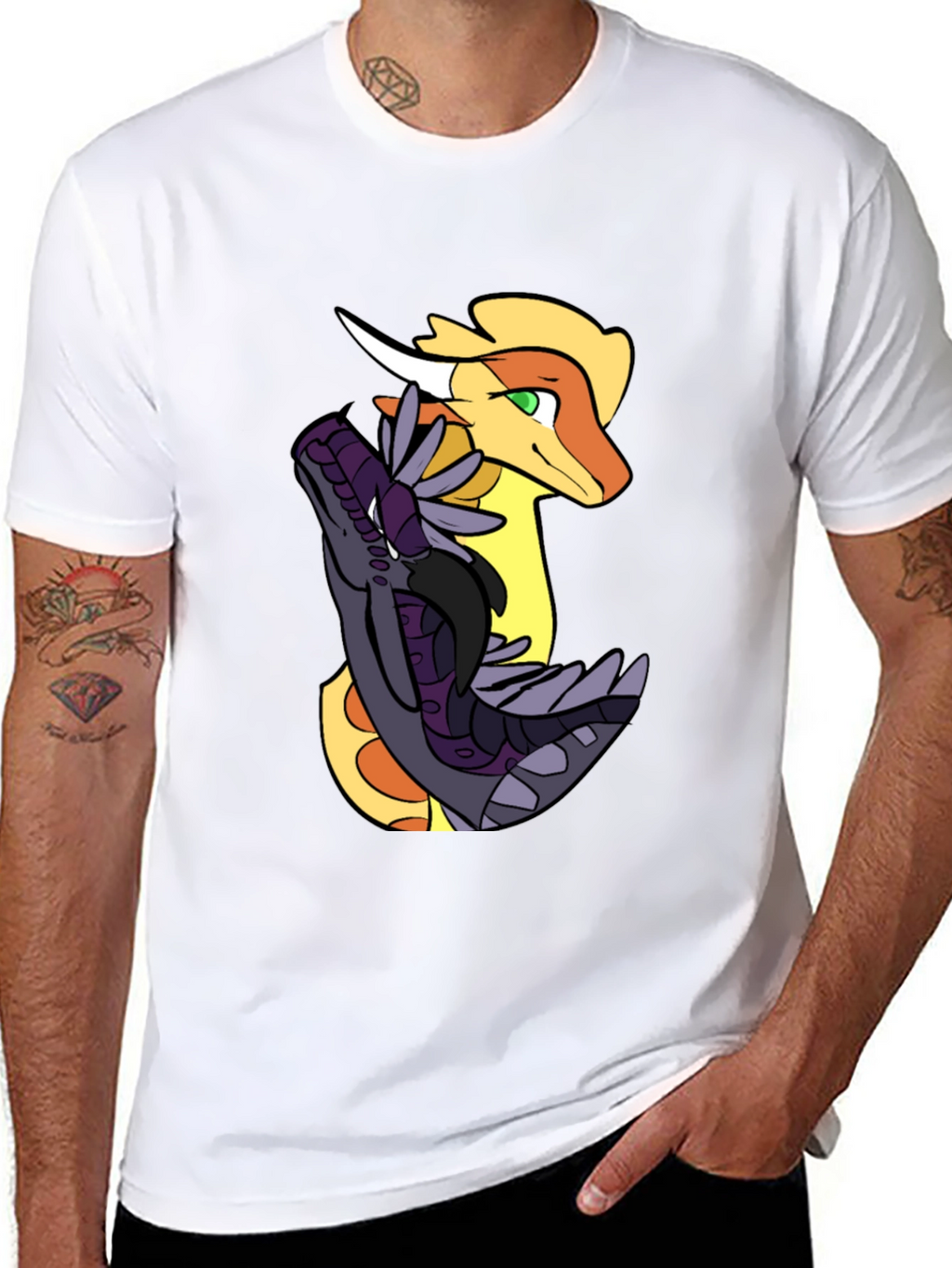 Dragon Duo Graphic Tee - Black Cotton Shirt