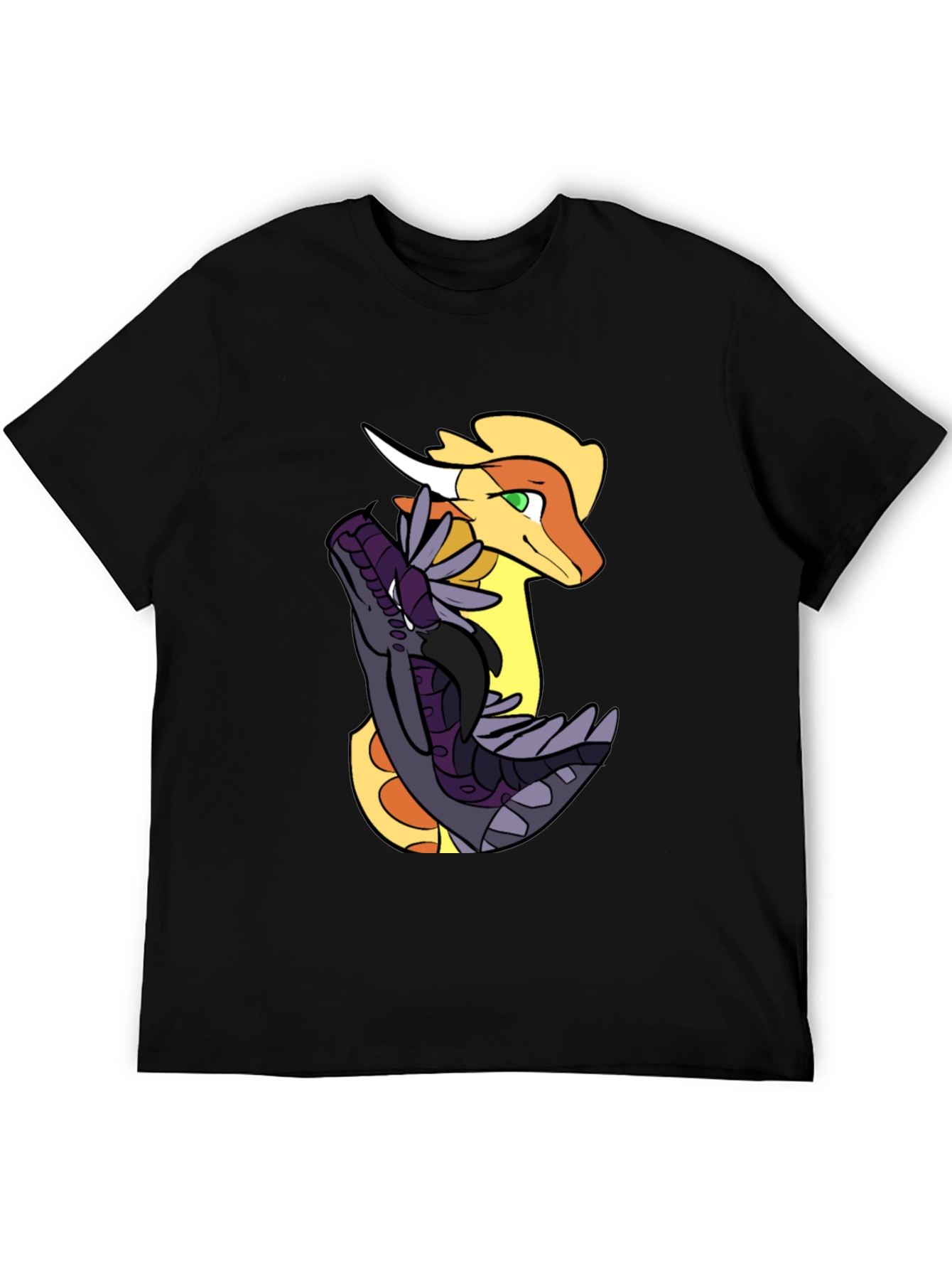 Dragon Duo Graphic Tee - Black Cotton Shirt