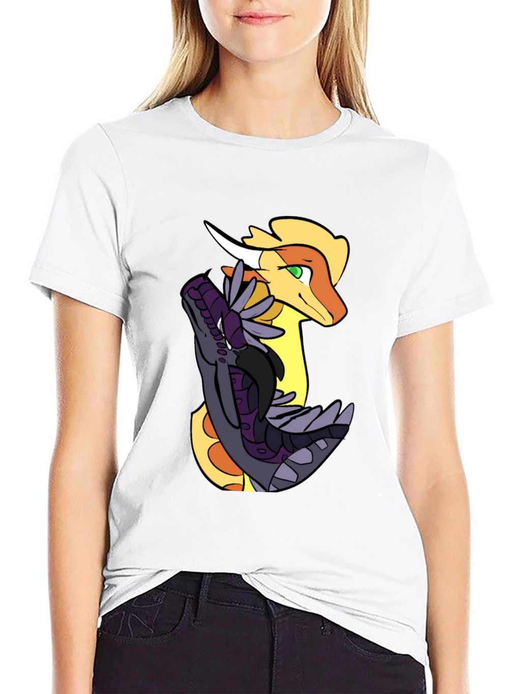 Dragon Duo Graphic Tee - Black Cotton Shirt