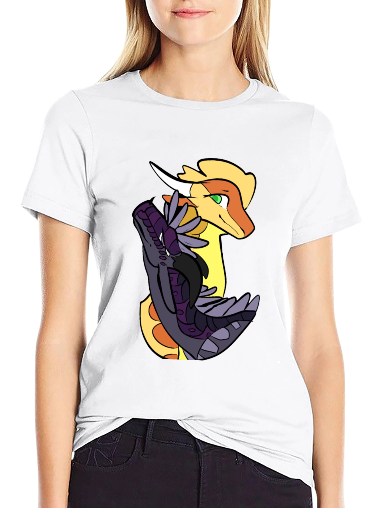 Dragon Duo Graphic Tee - Black Cotton Shirt