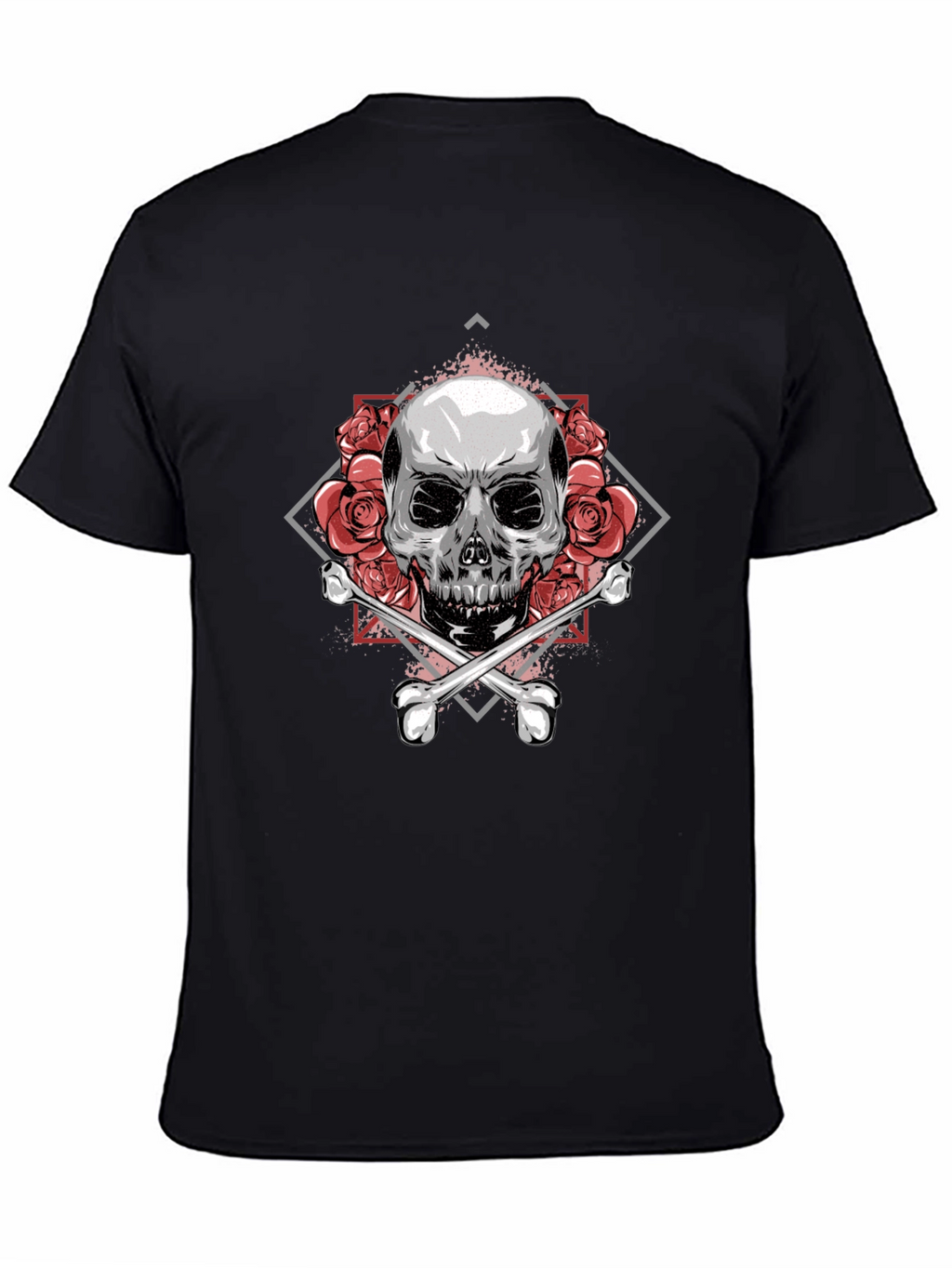 Skull & Roses Graphic Tee - Stylish Black T-Shirt