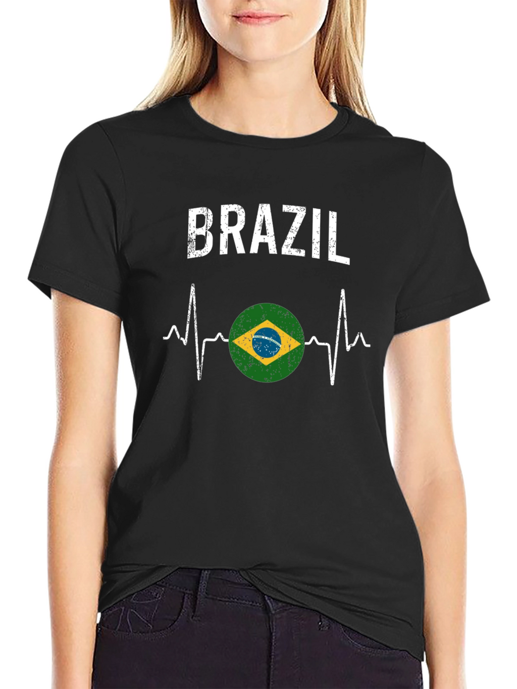 Brazil Heartbeat T-Shirt - Black