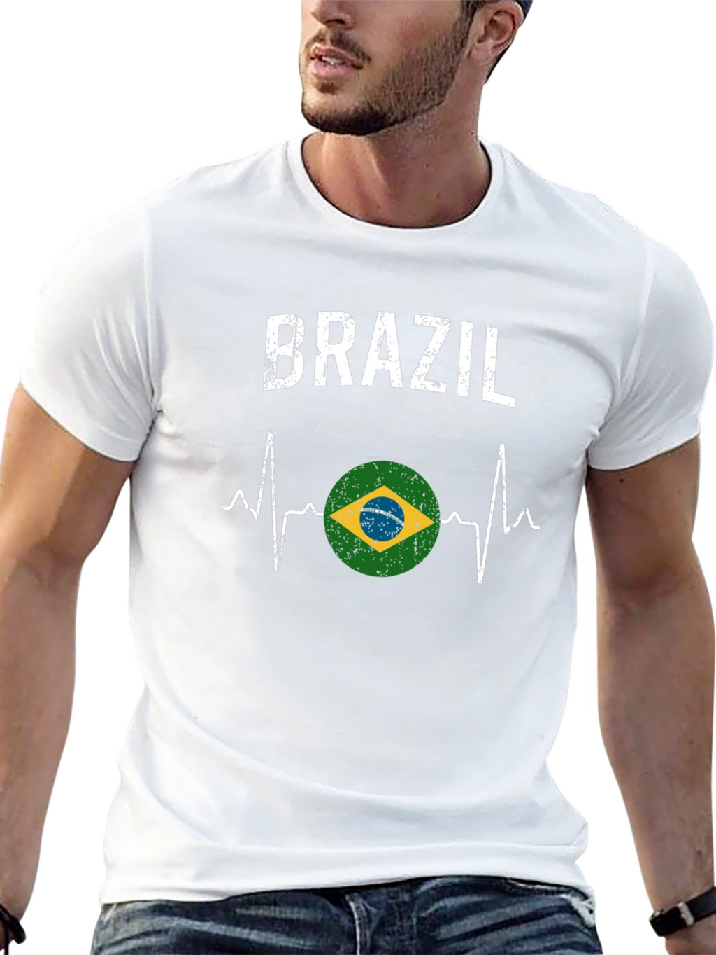 Brazil Heartbeat T-Shirt - Black