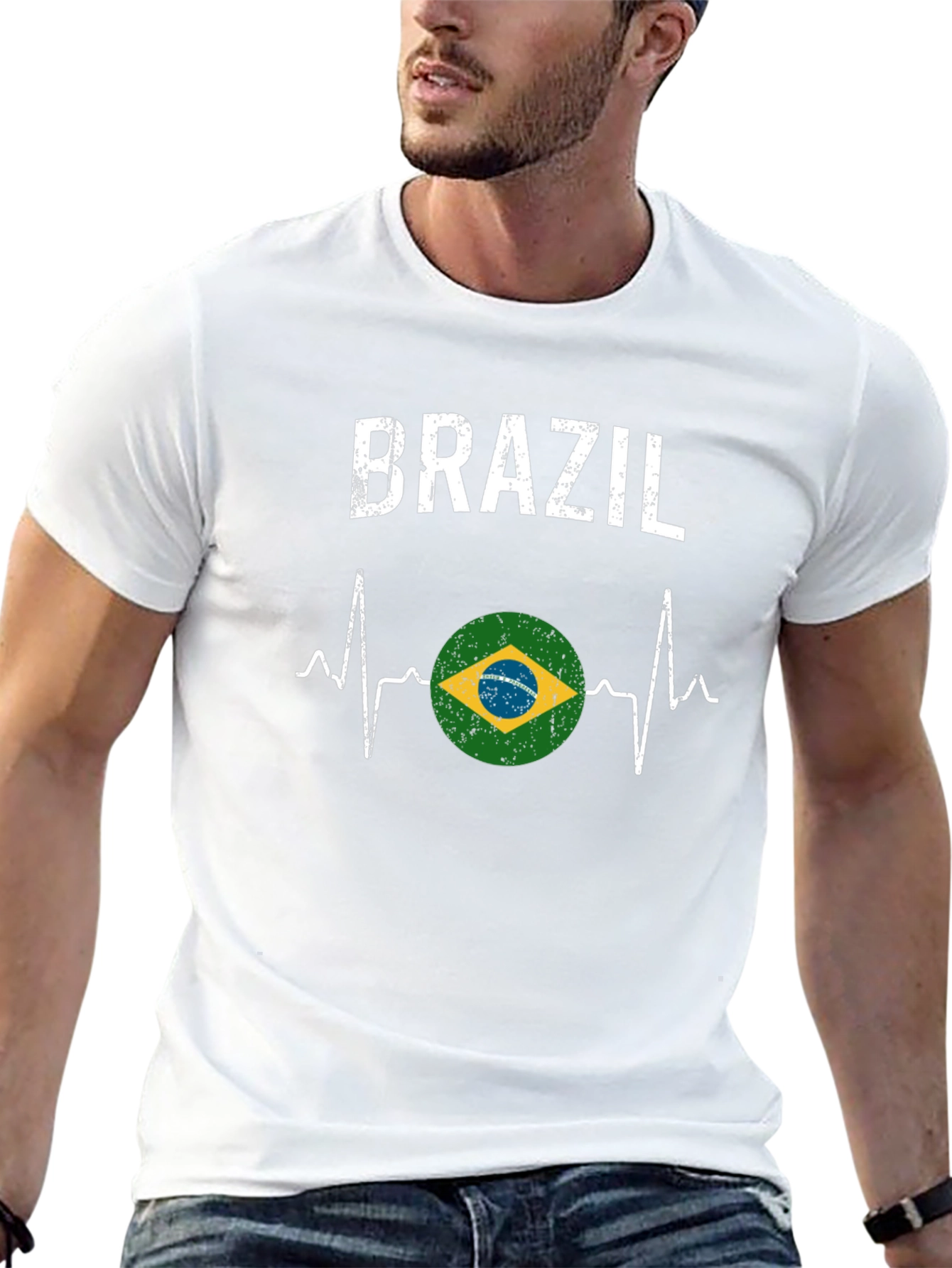 Brazil Heartbeat T-Shirt - Black
