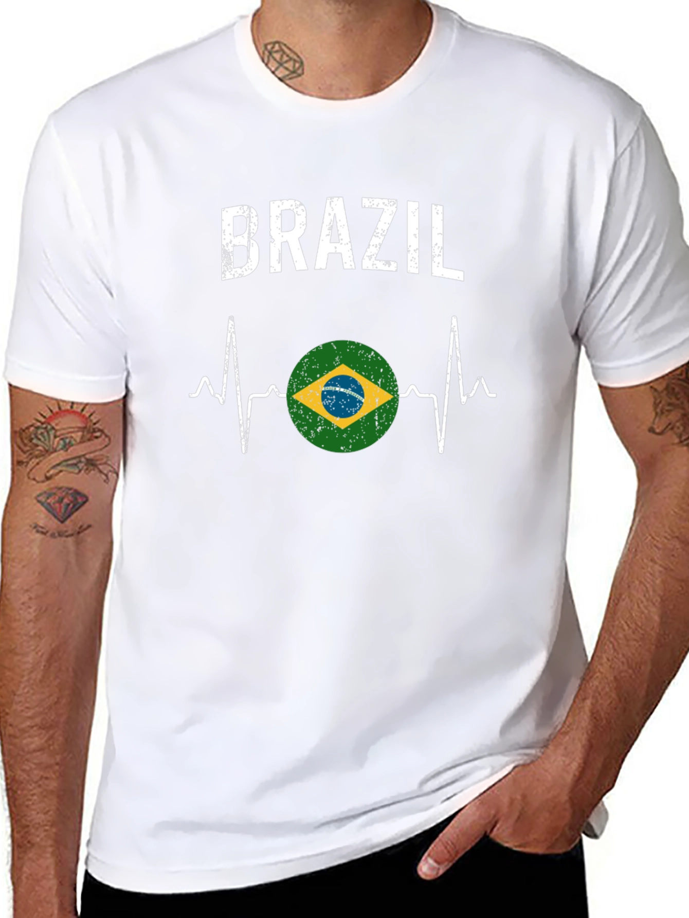 Brazil Heartbeat T-Shirt - Black