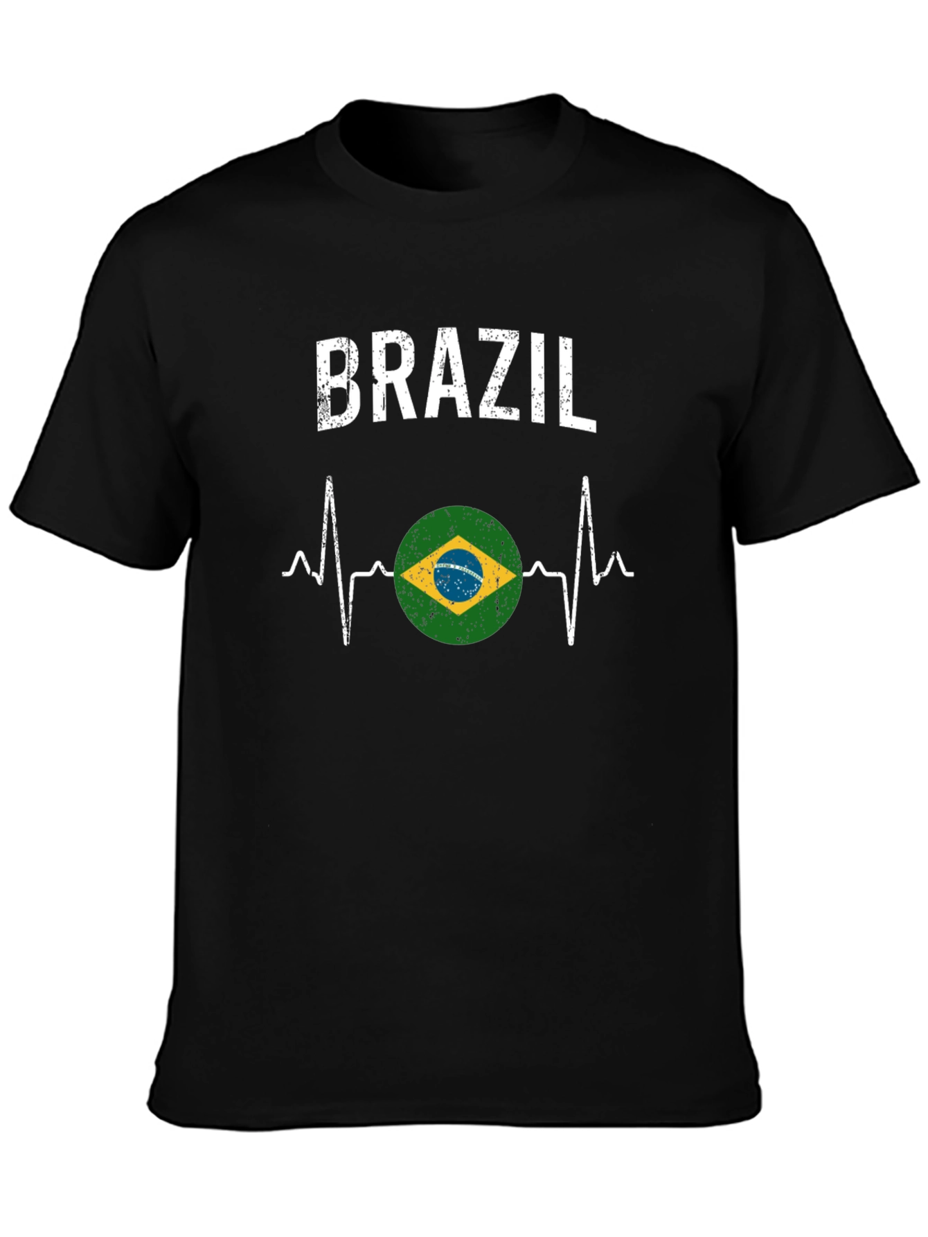 Brazil Heartbeat T-Shirt - Black