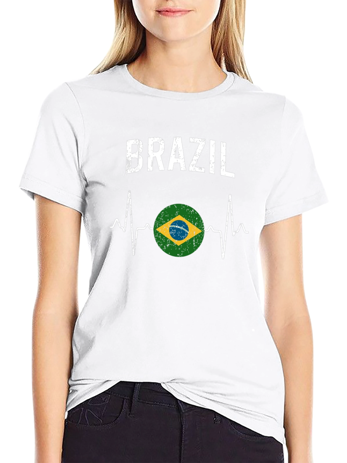 Brazil Heartbeat T-Shirt - Black