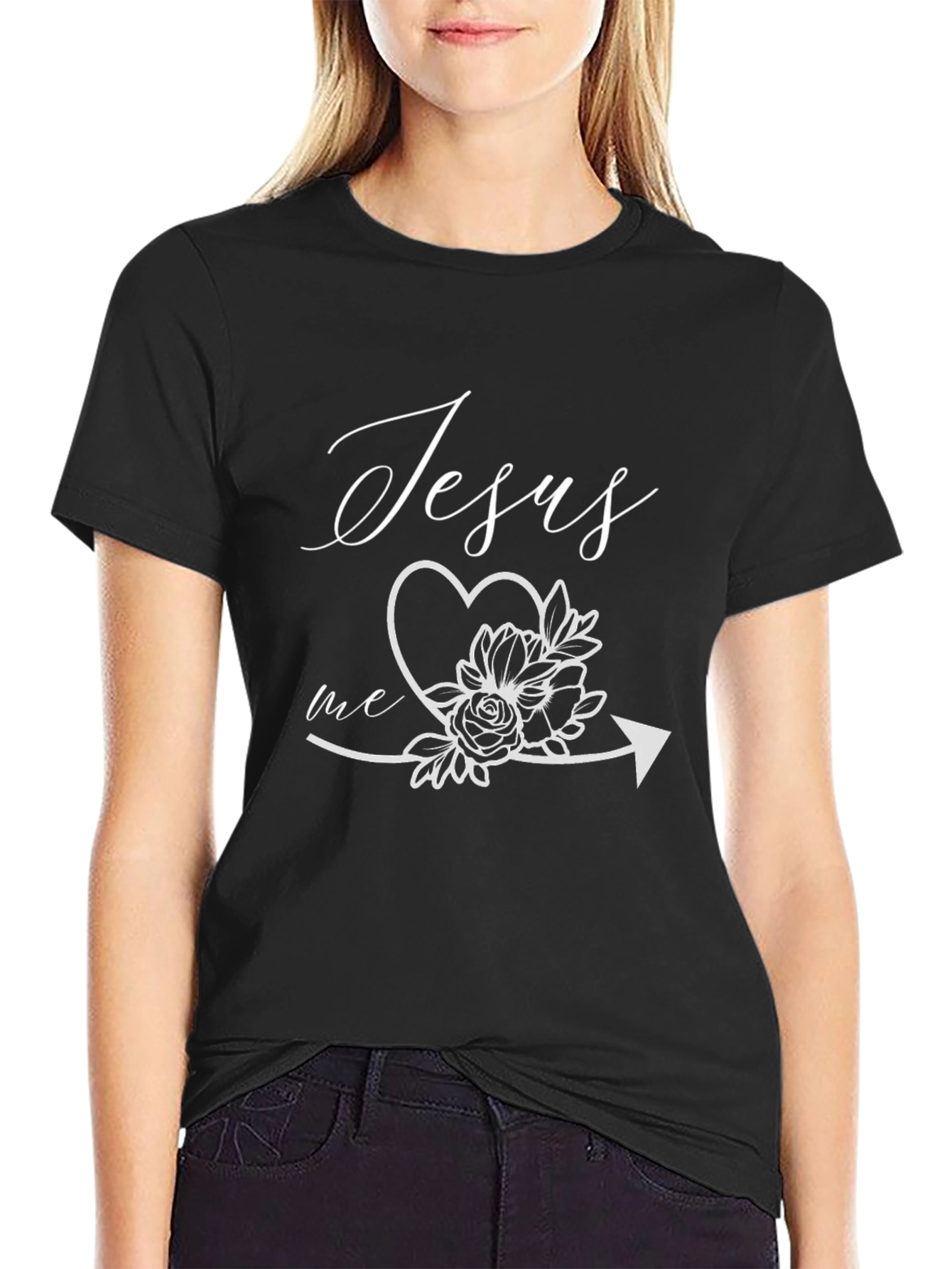 Jesus Loves Me Floral Arrow Tee