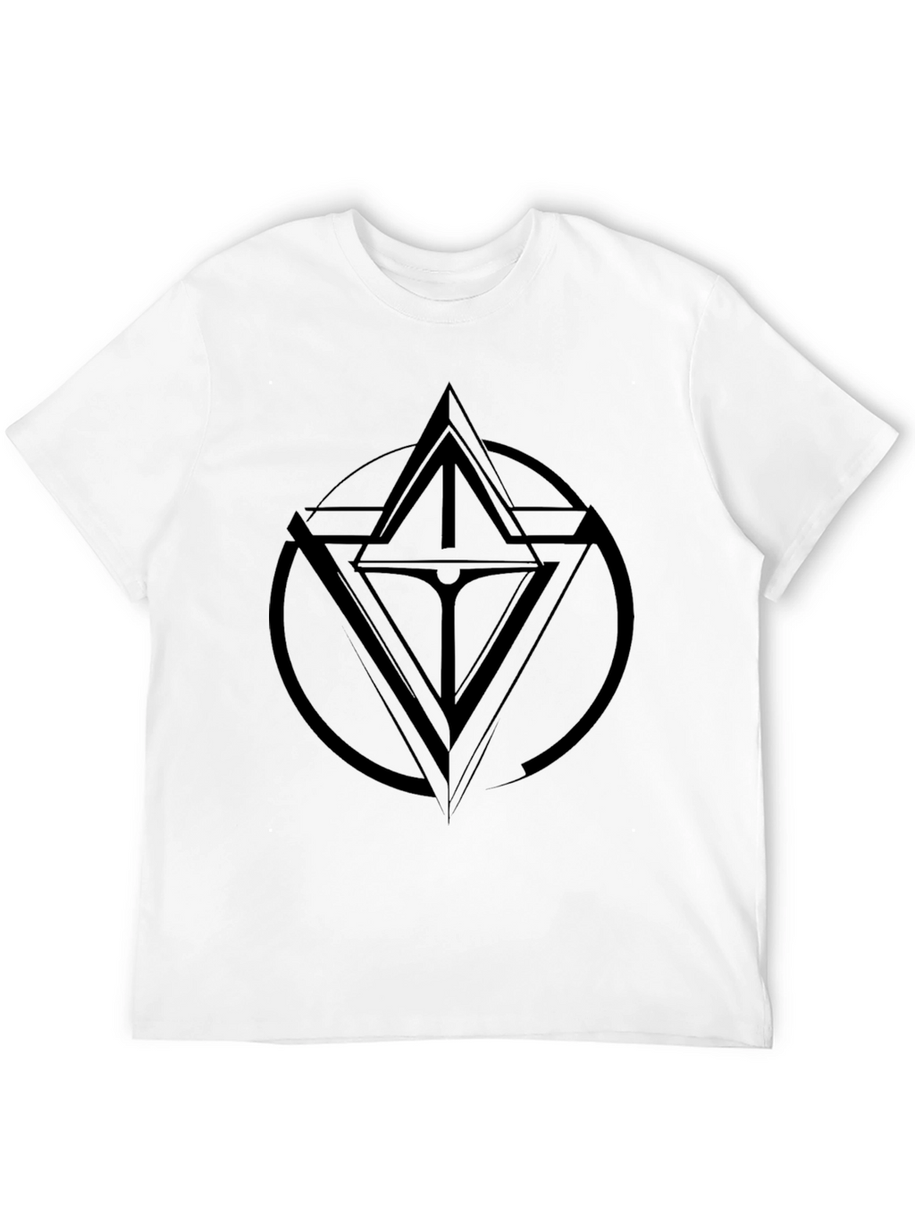 Mens Black Graphic Tee - Geometric Design