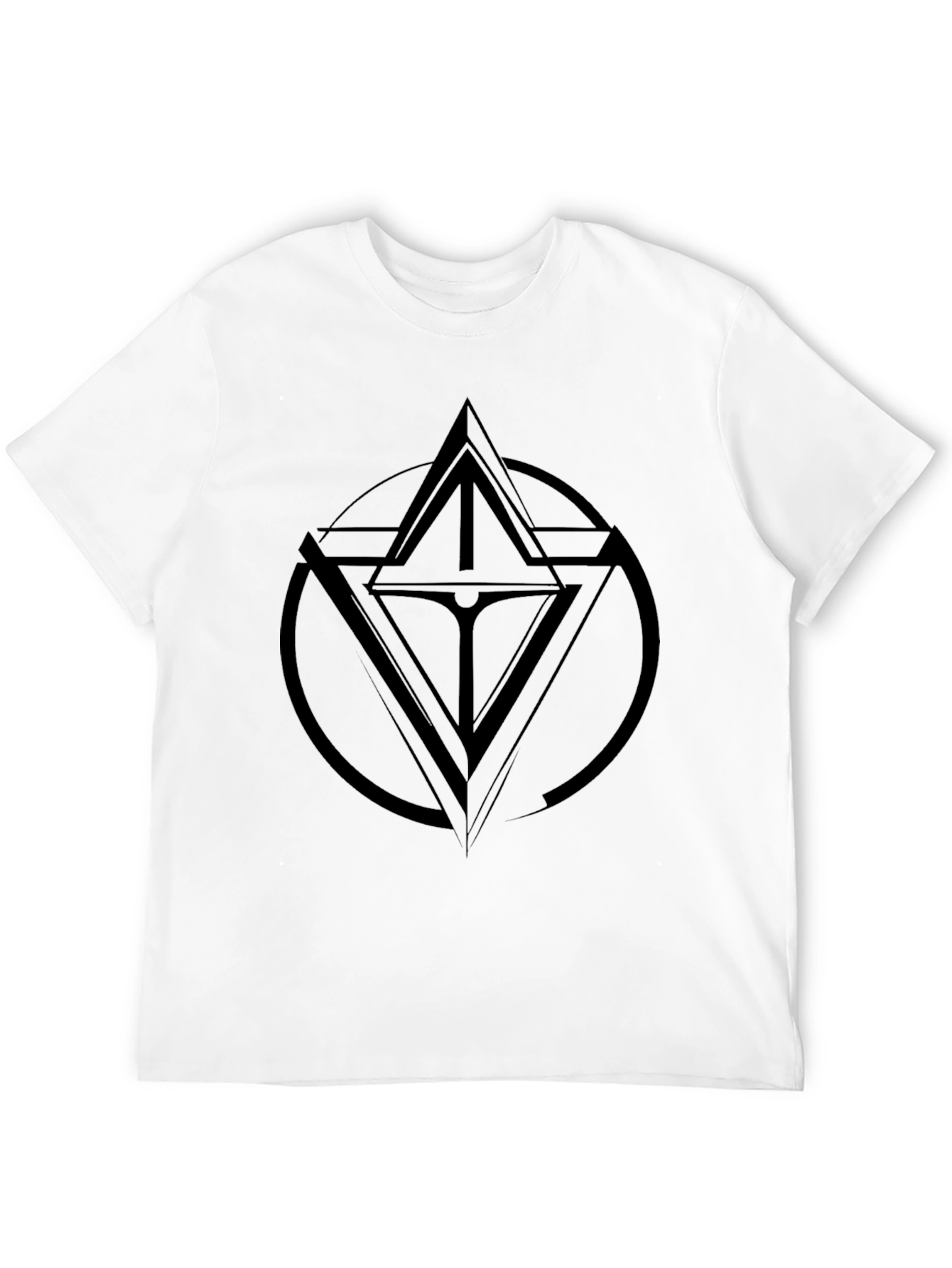 Mens Black Graphic Tee - Geometric Design