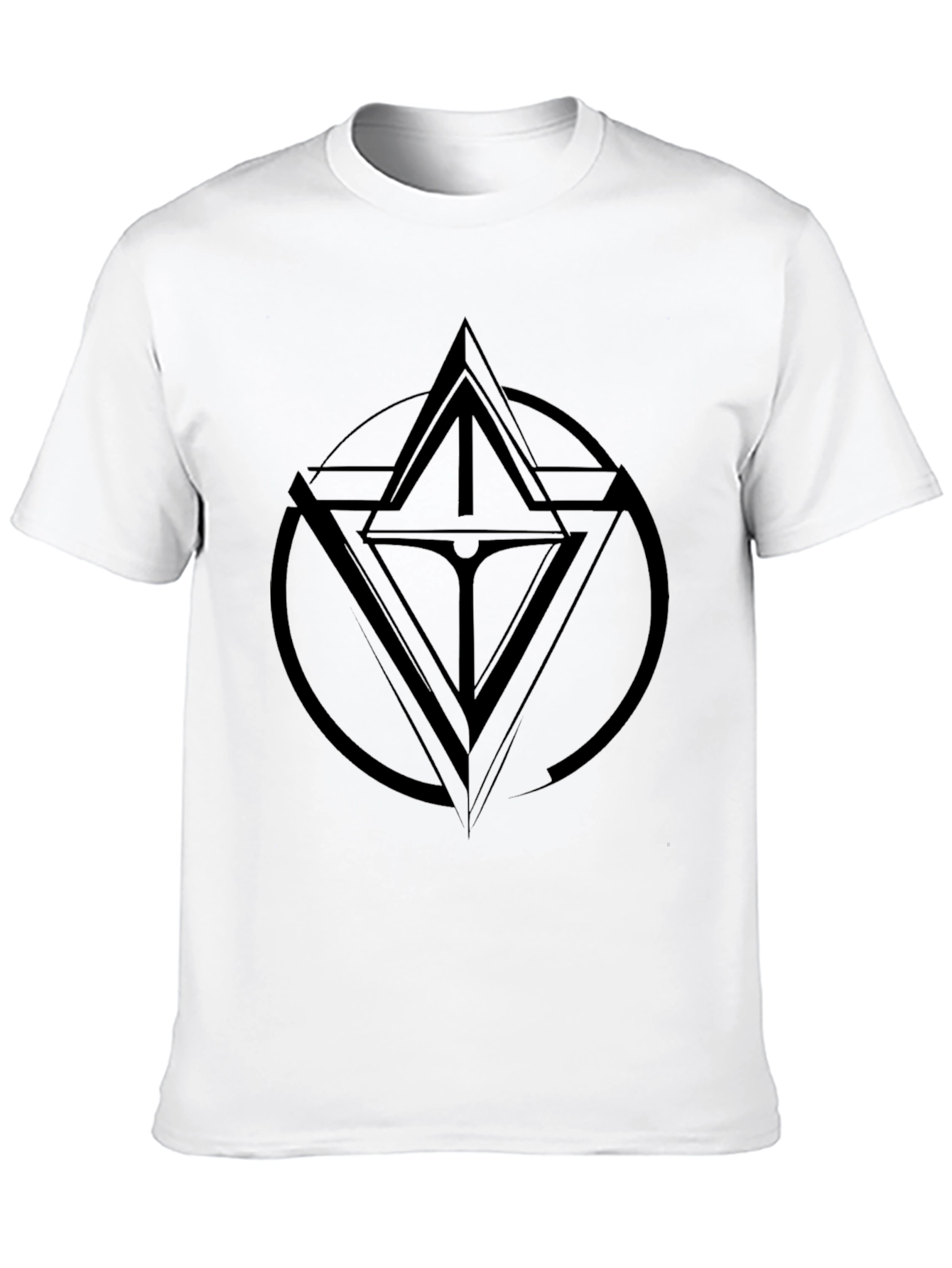 Mens Black Graphic Tee - Geometric Design
