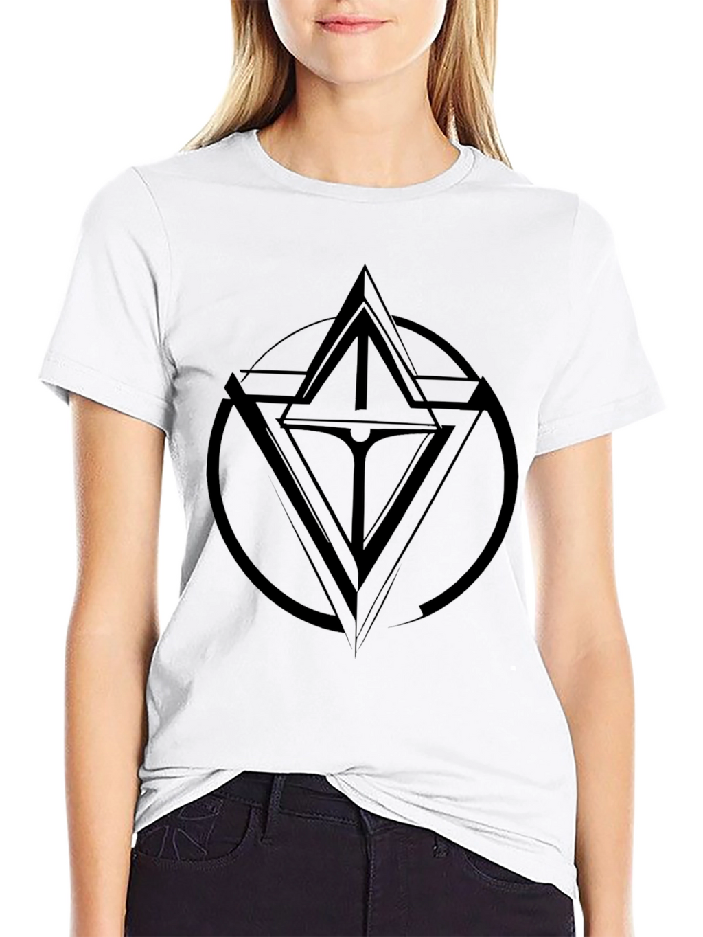 Mens Black Graphic Tee - Geometric Design