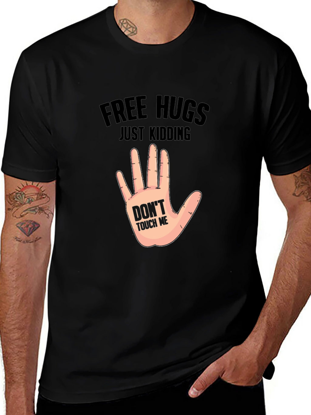 Free Hugs Just Kidding - Novelty Graphic T-Shirt