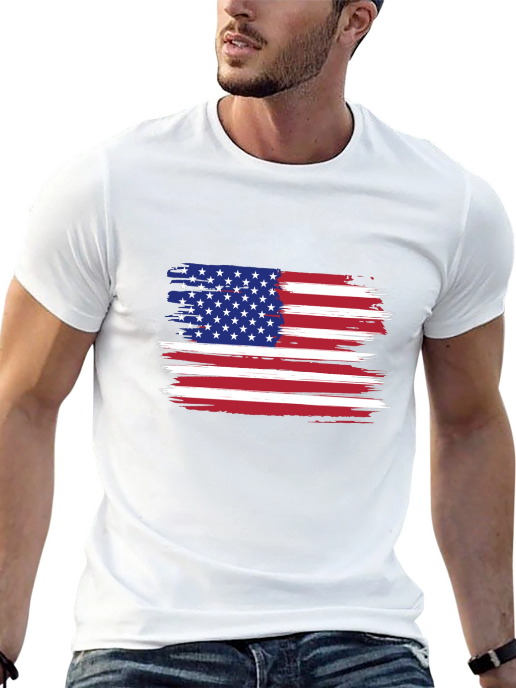 American Flag Distressed Graphic T-Shirt