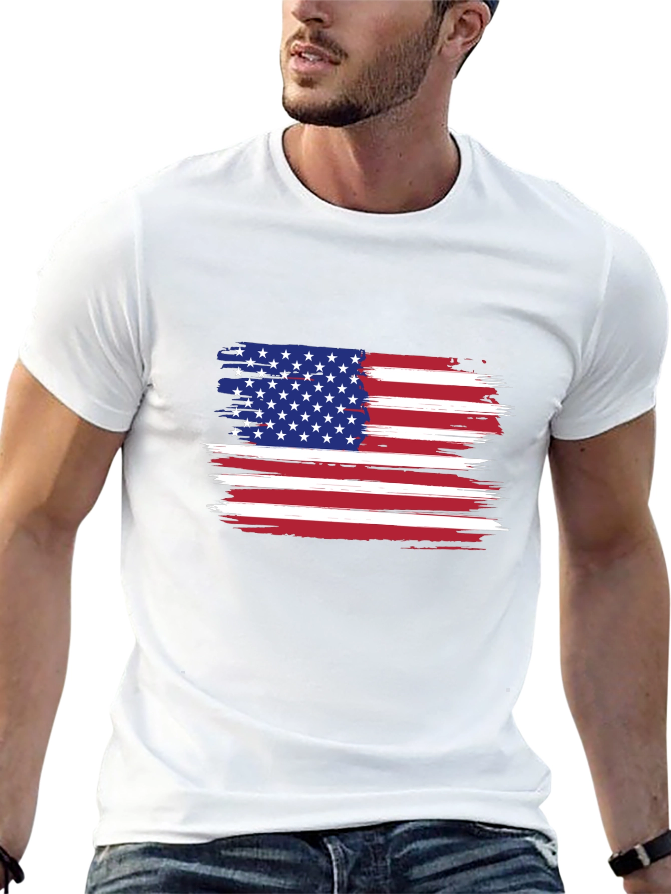 American Flag Distressed Graphic T-Shirt