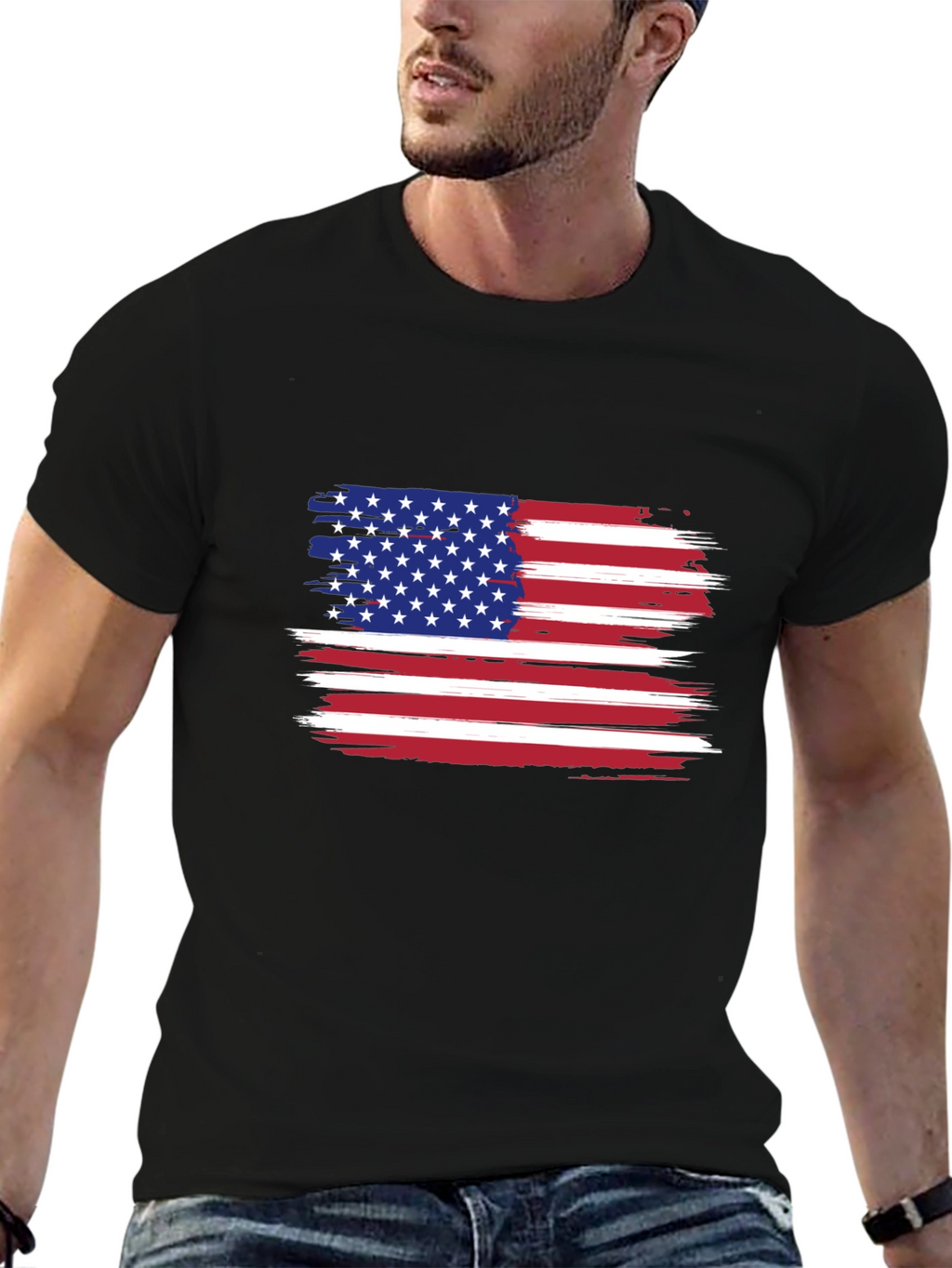 American Flag Distressed Graphic T-Shirt