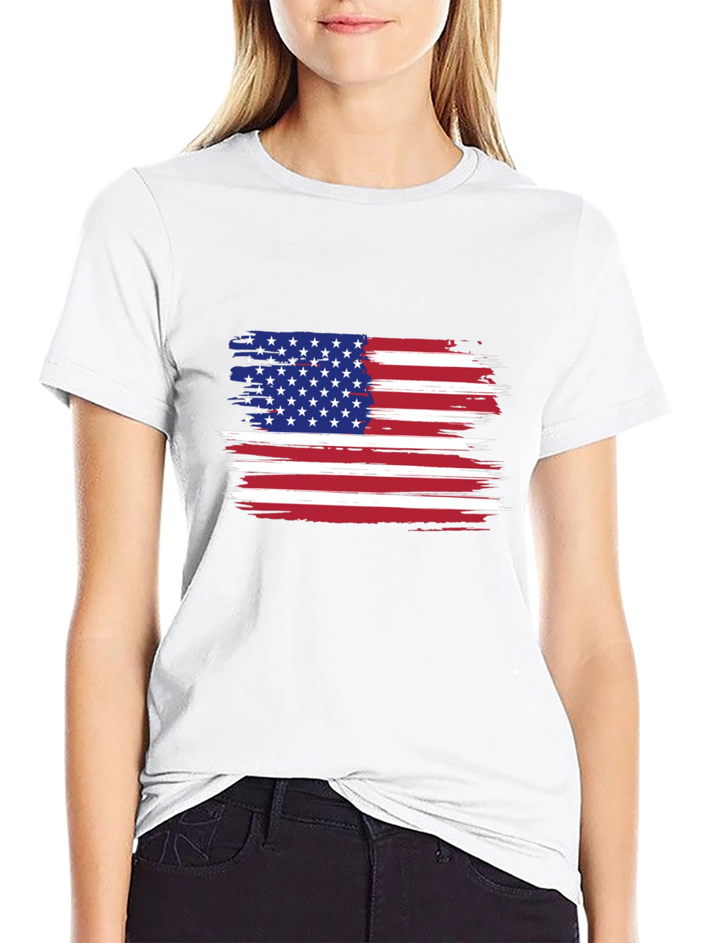 American Flag Distressed Graphic T-Shirt