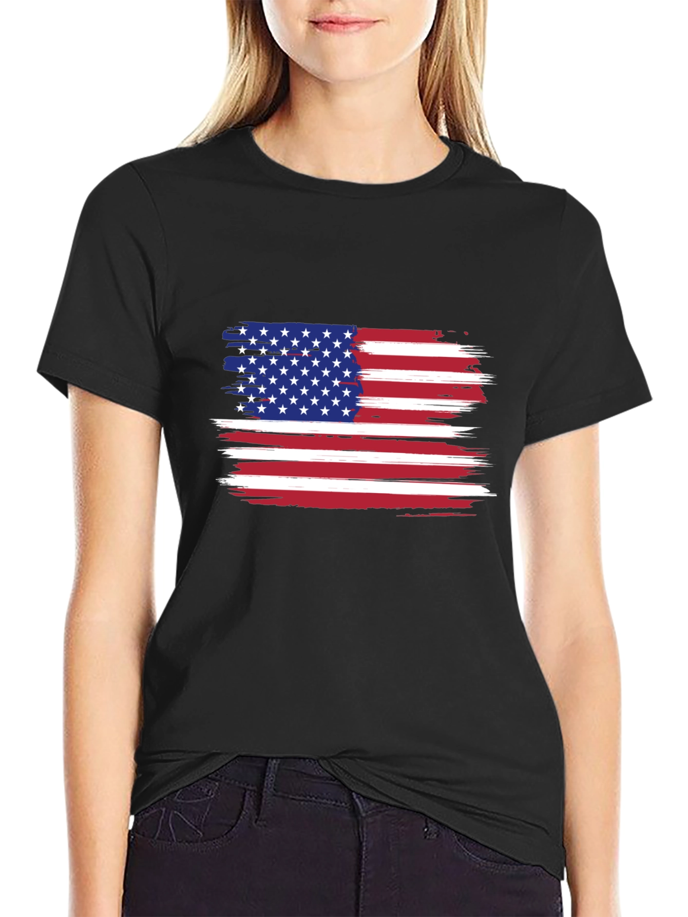 American Flag Distressed Graphic T-Shirt