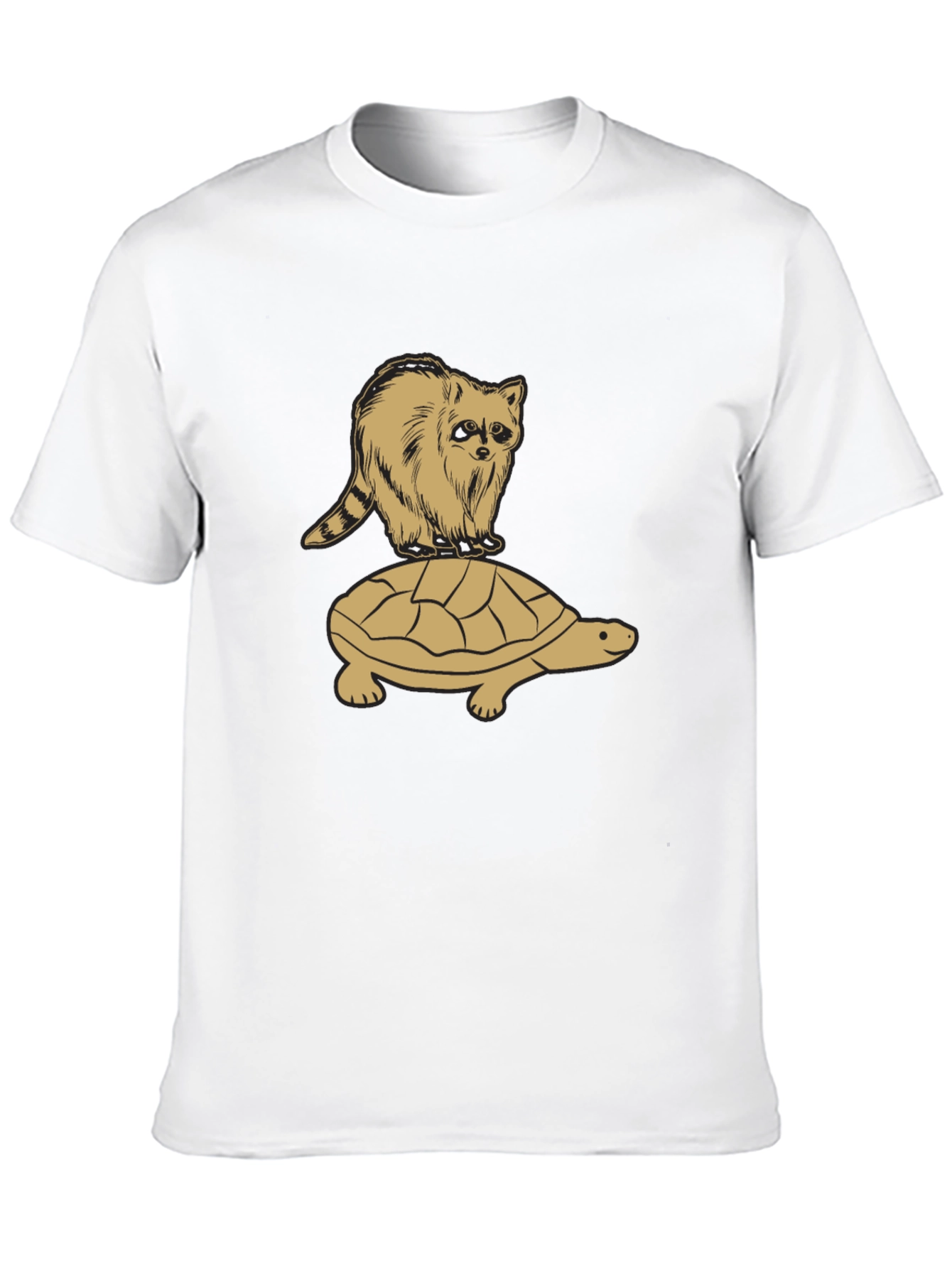 Raccoon Riding Turtle Graphic T-Shirt