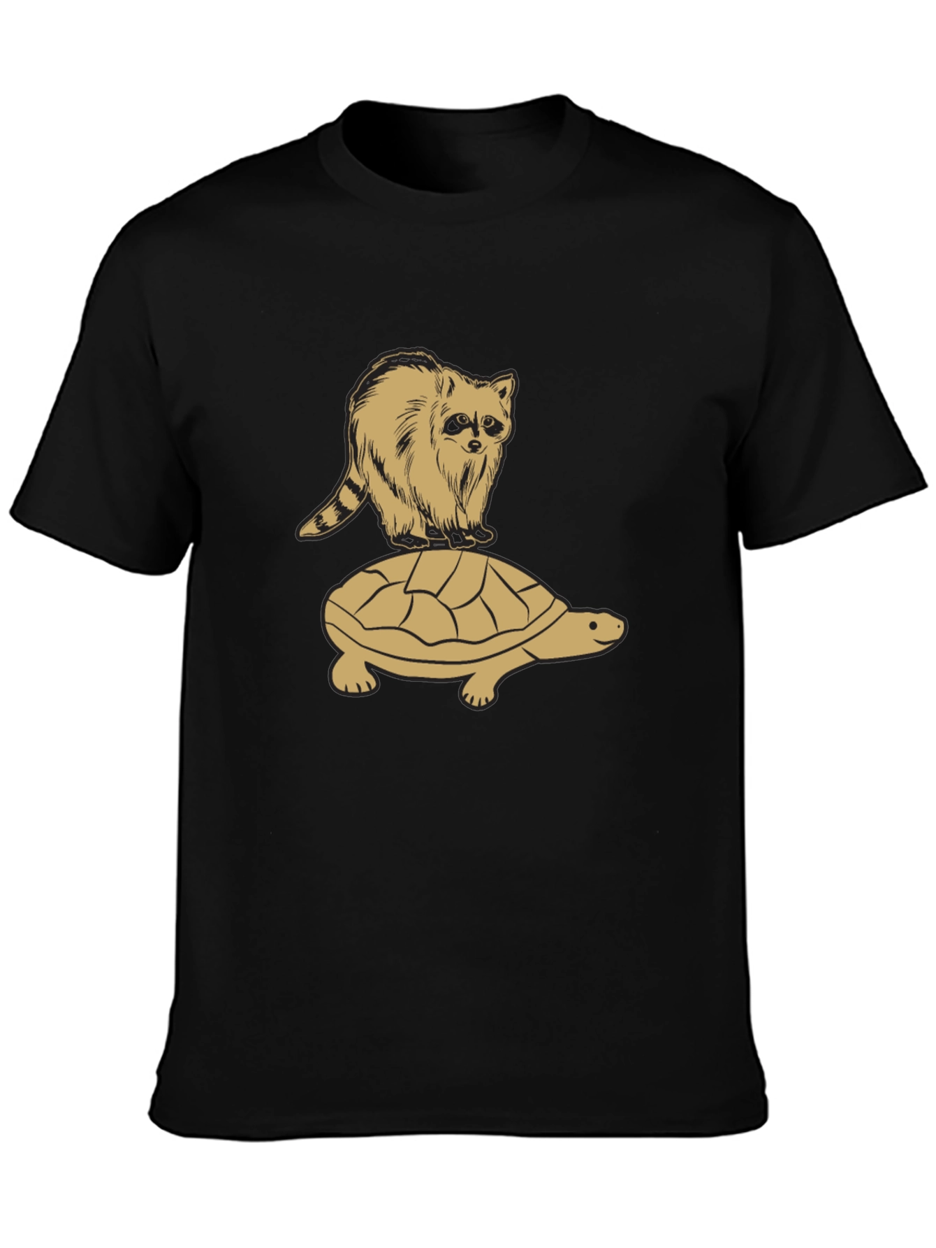 Raccoon Riding Turtle Graphic T-Shirt