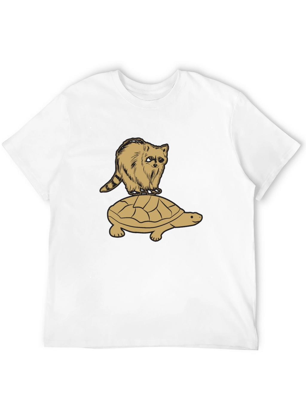 Raccoon Riding Turtle Graphic T-Shirt