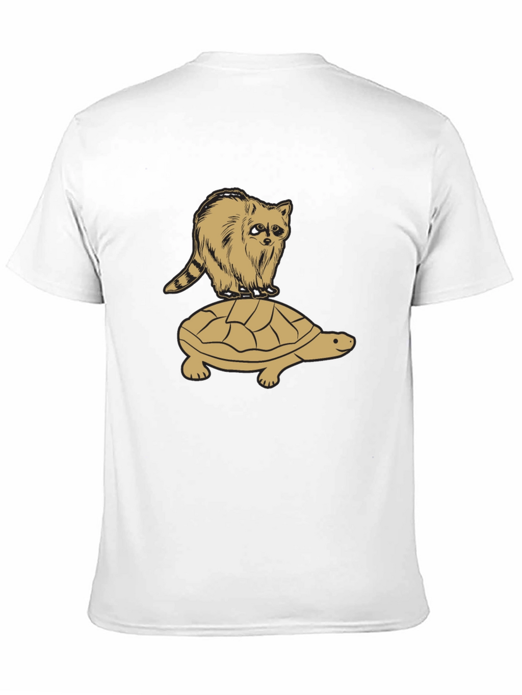 Raccoon Riding Turtle Graphic T-Shirt