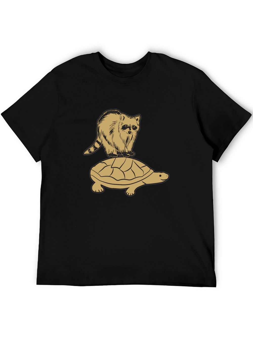 Raccoon Riding Turtle Graphic T-Shirt