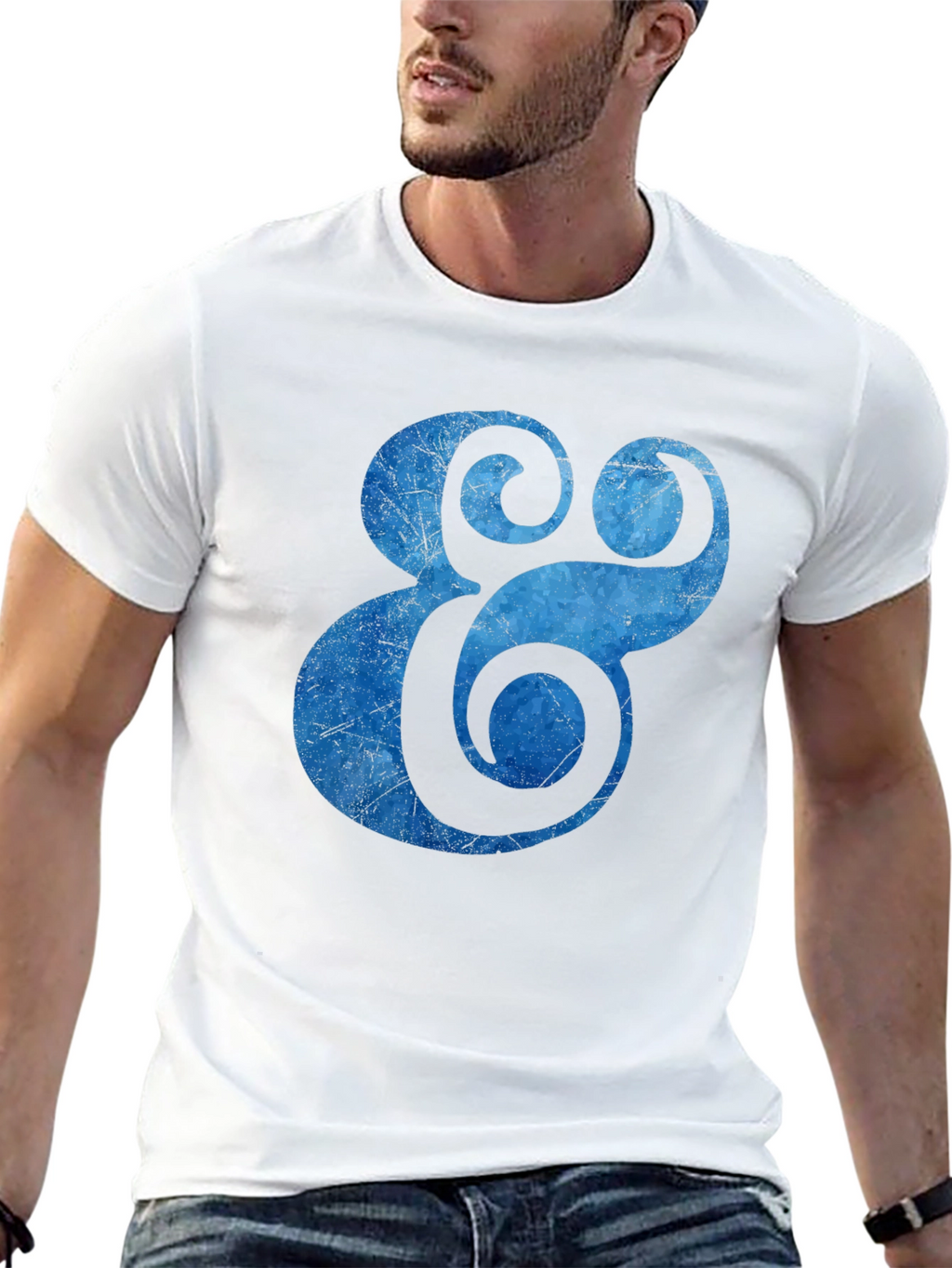 Blue Ampersand Graphic Black T-Shirt
