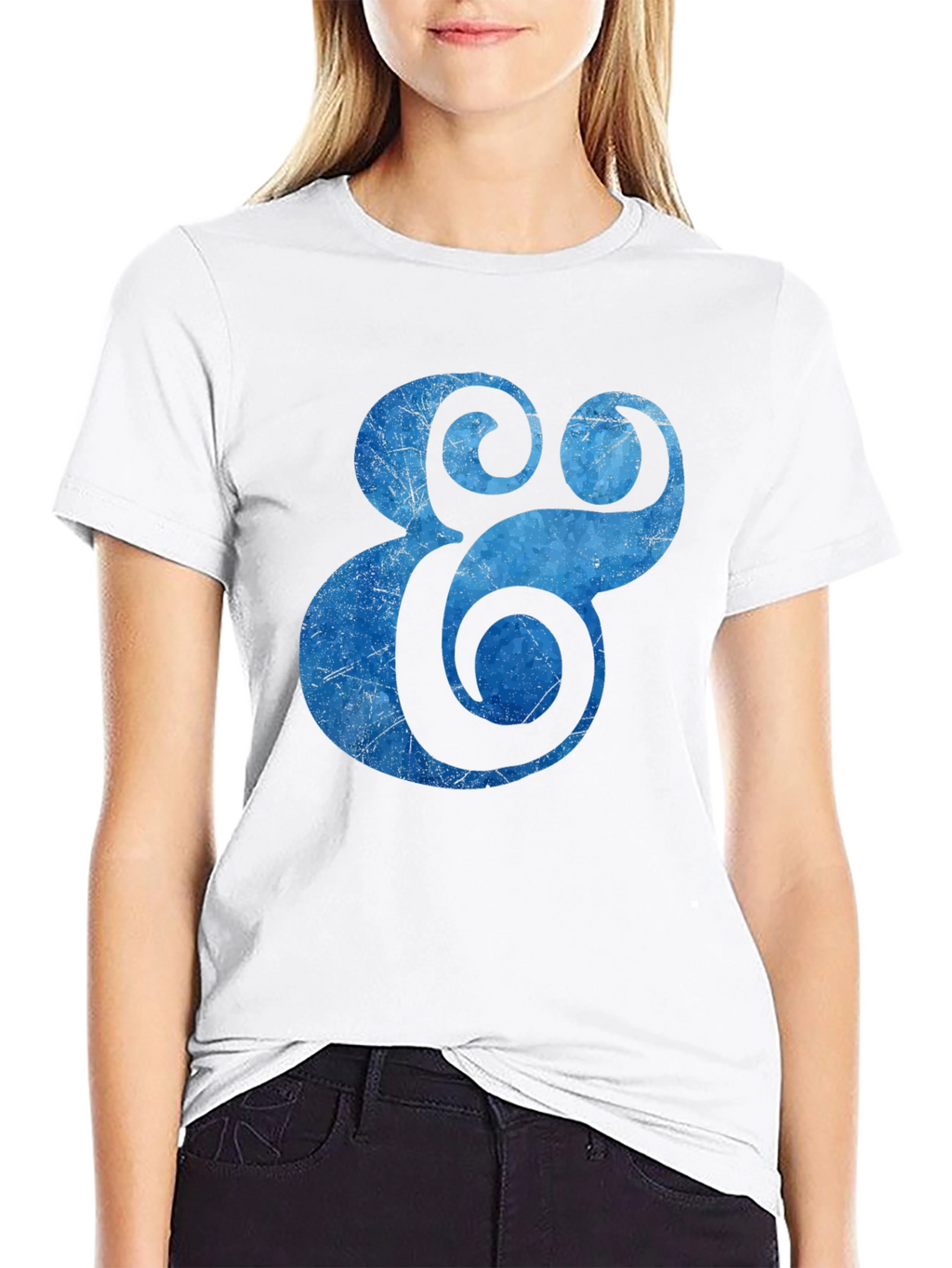 Blue Ampersand Graphic Black T-Shirt