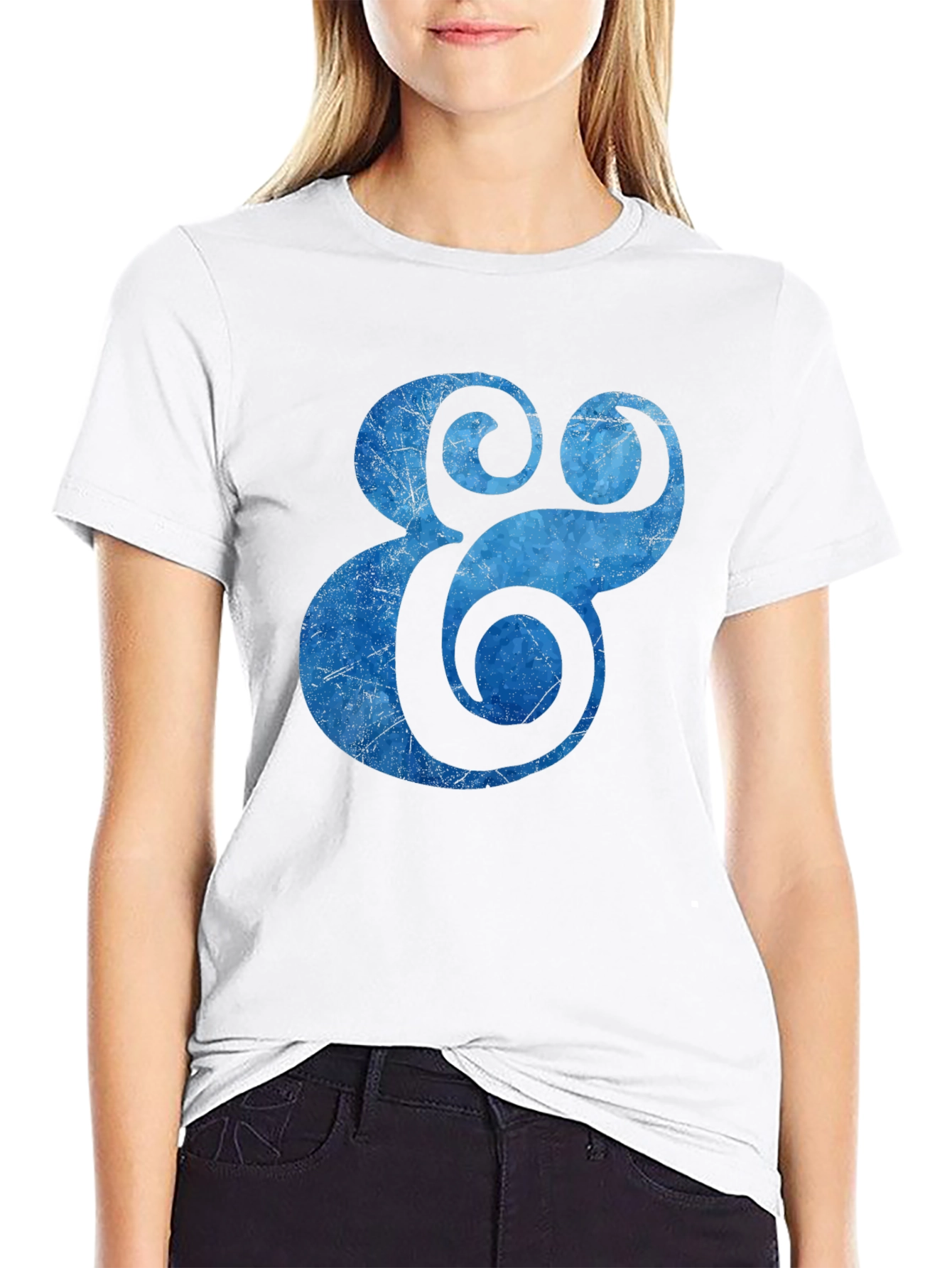Blue Ampersand Graphic Black T-Shirt