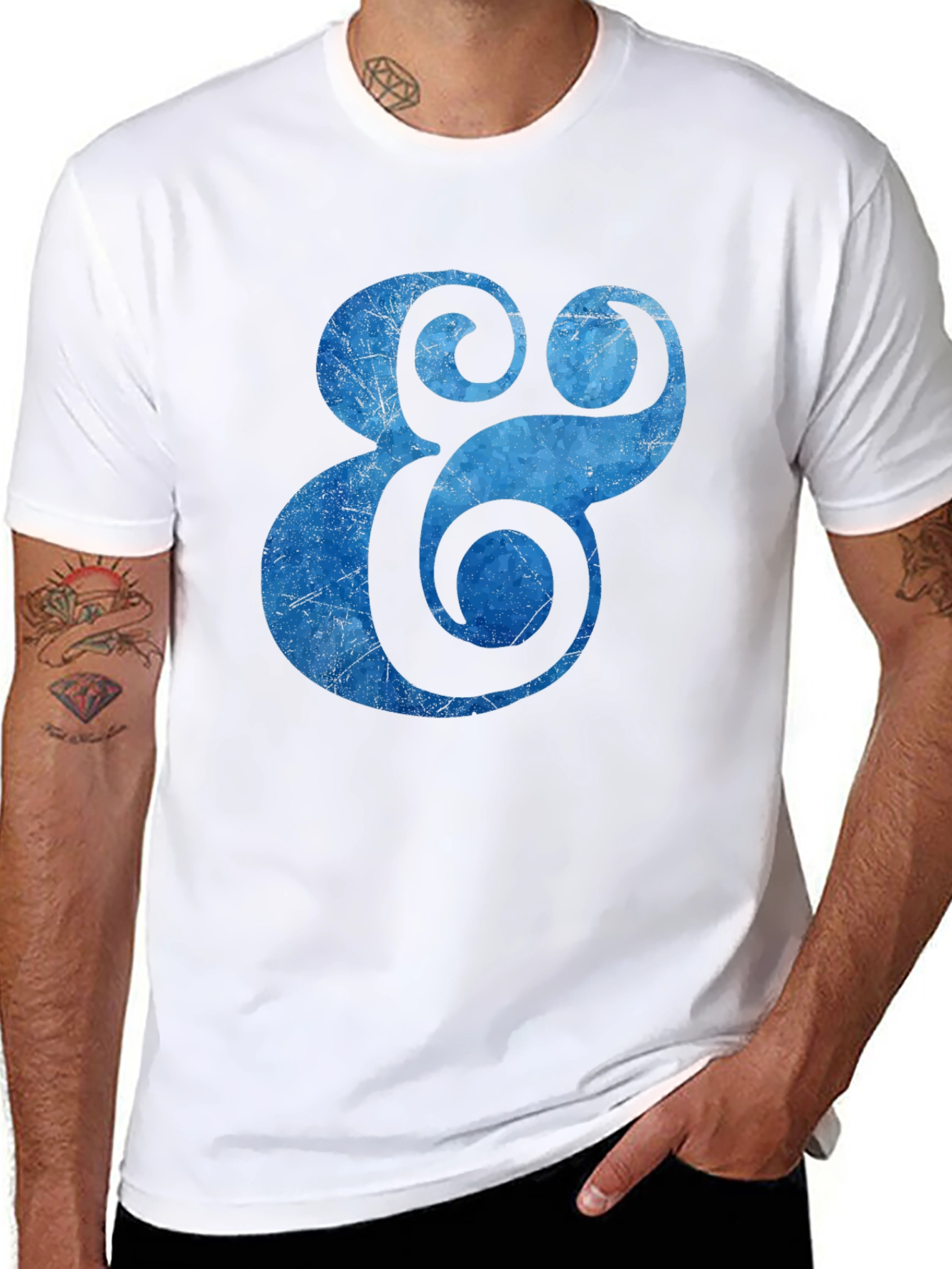 Blue Ampersand Graphic Black T-Shirt