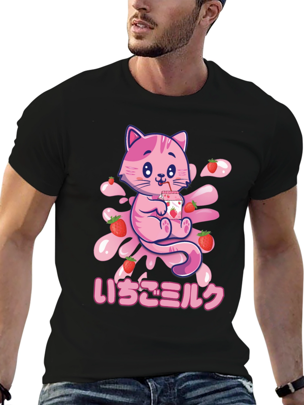 Strawberry Milk Cat Graphic Tee