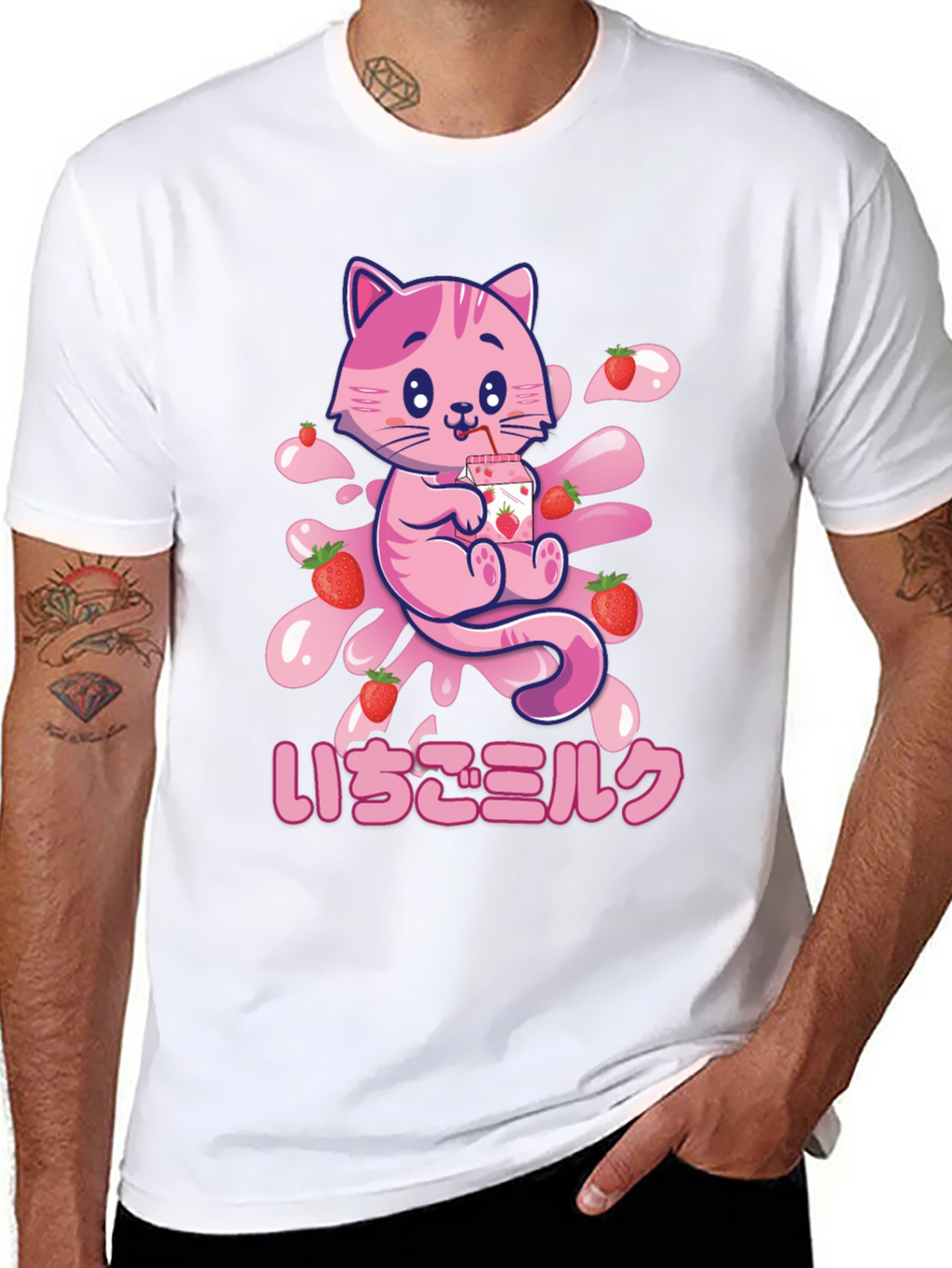 Strawberry Milk Cat Graphic Tee