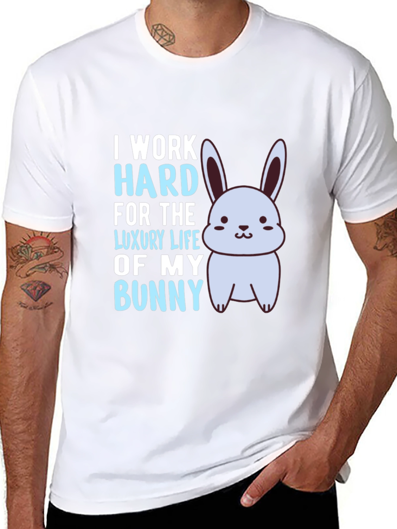 I Work Hard For The Luxury Life Of My Bunny Black T-Shirt