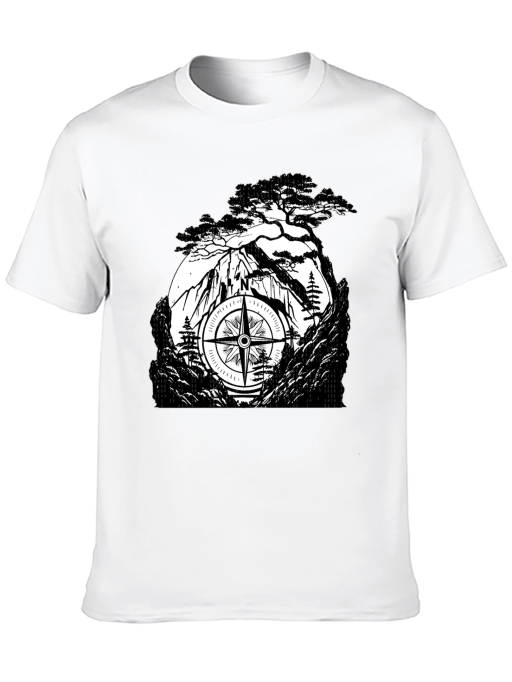 Mountain Compass Black T-Shirt - Adventure Awaits