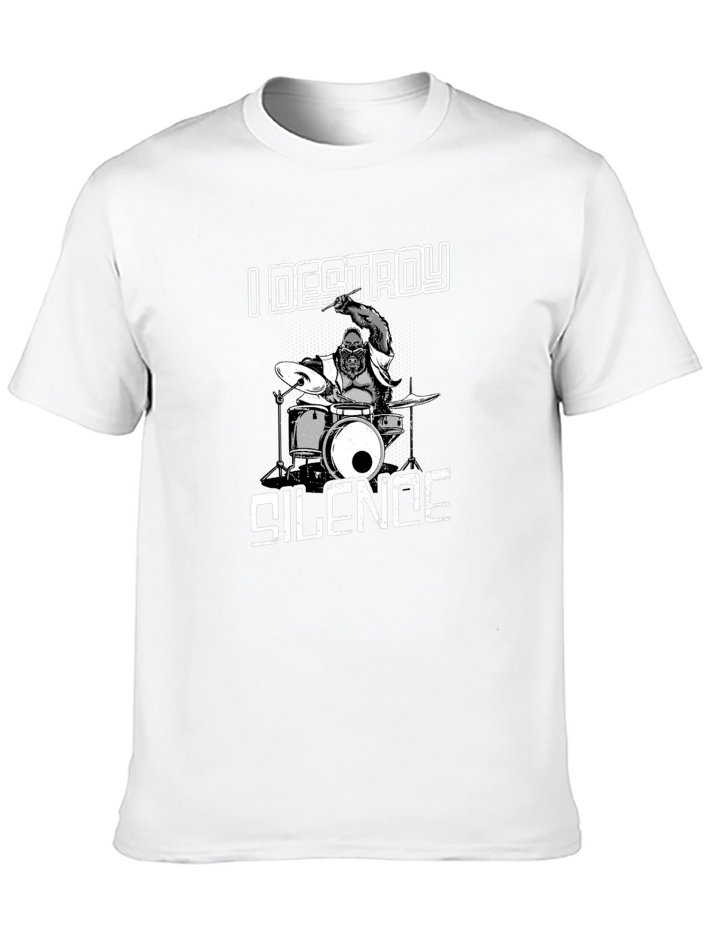 I Destroy Silence T-Shirt Gorilla Drummer Tee
