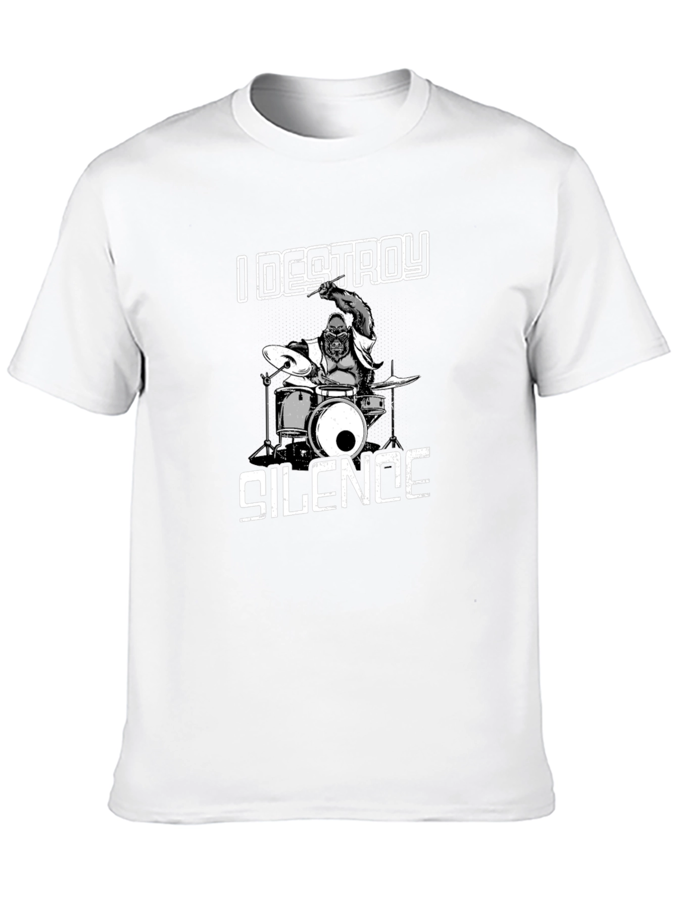 I Destroy Silence T-Shirt Gorilla Drummer Tee