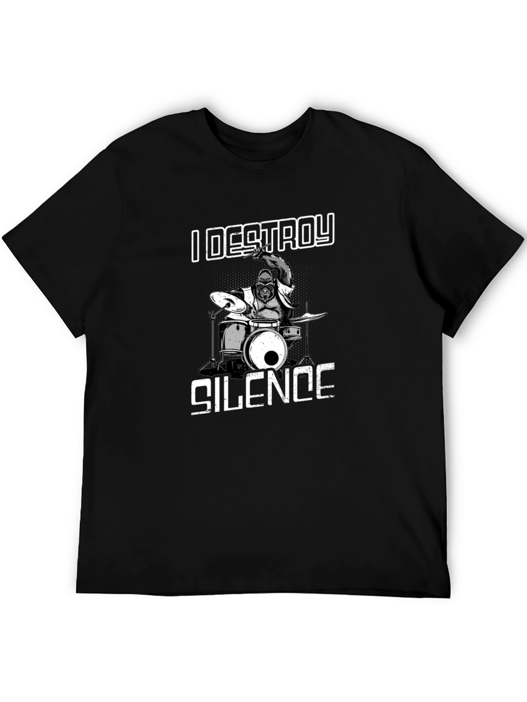 I Destroy Silence T-Shirt Gorilla Drummer Tee